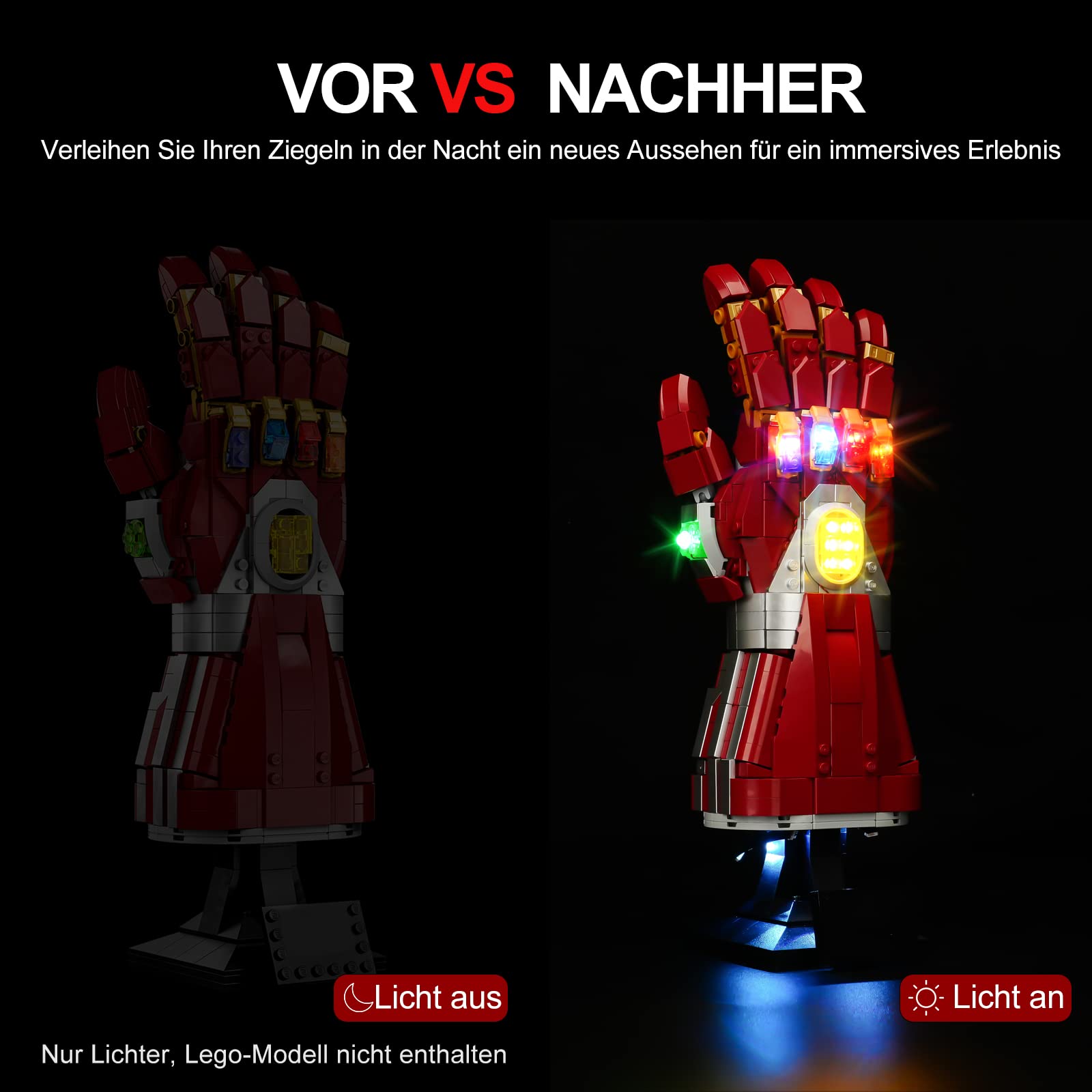 CoolDAC LED Light Kit for Lego 76223 Nano Gauntlet Building Set - Compatible with Marvel Avengers Infinity Gauntlet Model (Lego Set Not Included) | Perfect for Display, Collectors & DIY Lighting Projects