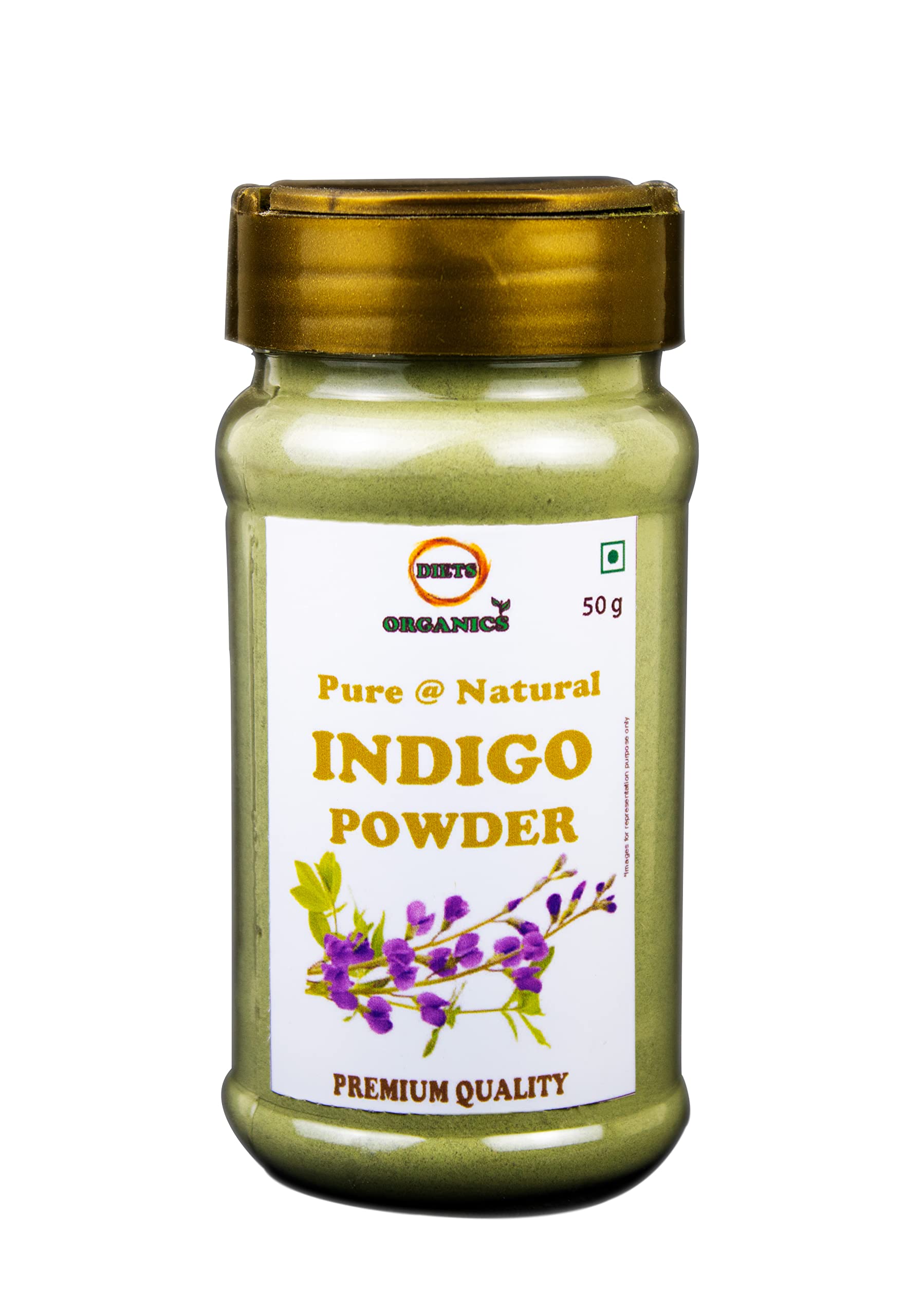 DIET Organics Indigo Powder for Natural Black Hair - 50g (Pack of 1) | Chemical-Free Hair Dye & Gray Coverage | Perfect for DIY Herbal Hair Coloring at Home