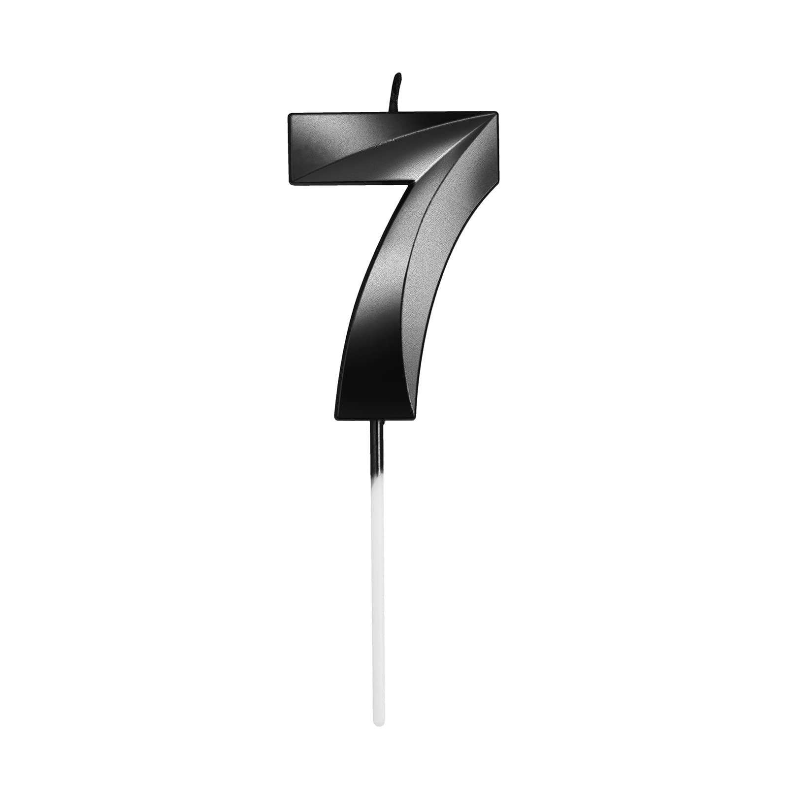 UVTQSSP 2.76 Inch Black Birthday Candles - Number 7 Cake Topper for 7th Birthday Party Decorations (3D Design) - Perfect for Anniversary, Graduation & Special Celebrations (No 70-79)