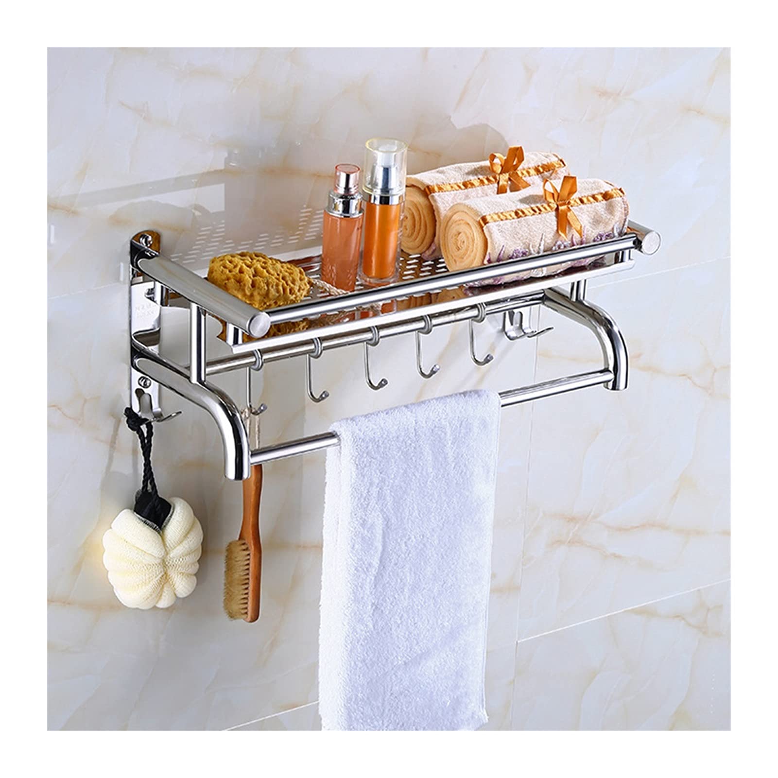 YAWEDA 50CM Stainless Steel Towel Rack - 304 Grade Wall Mounted Bathroom Towel Holder for Kitchen, Laundry Room & Spa - Rustproof Bathroom Hardware Accessories