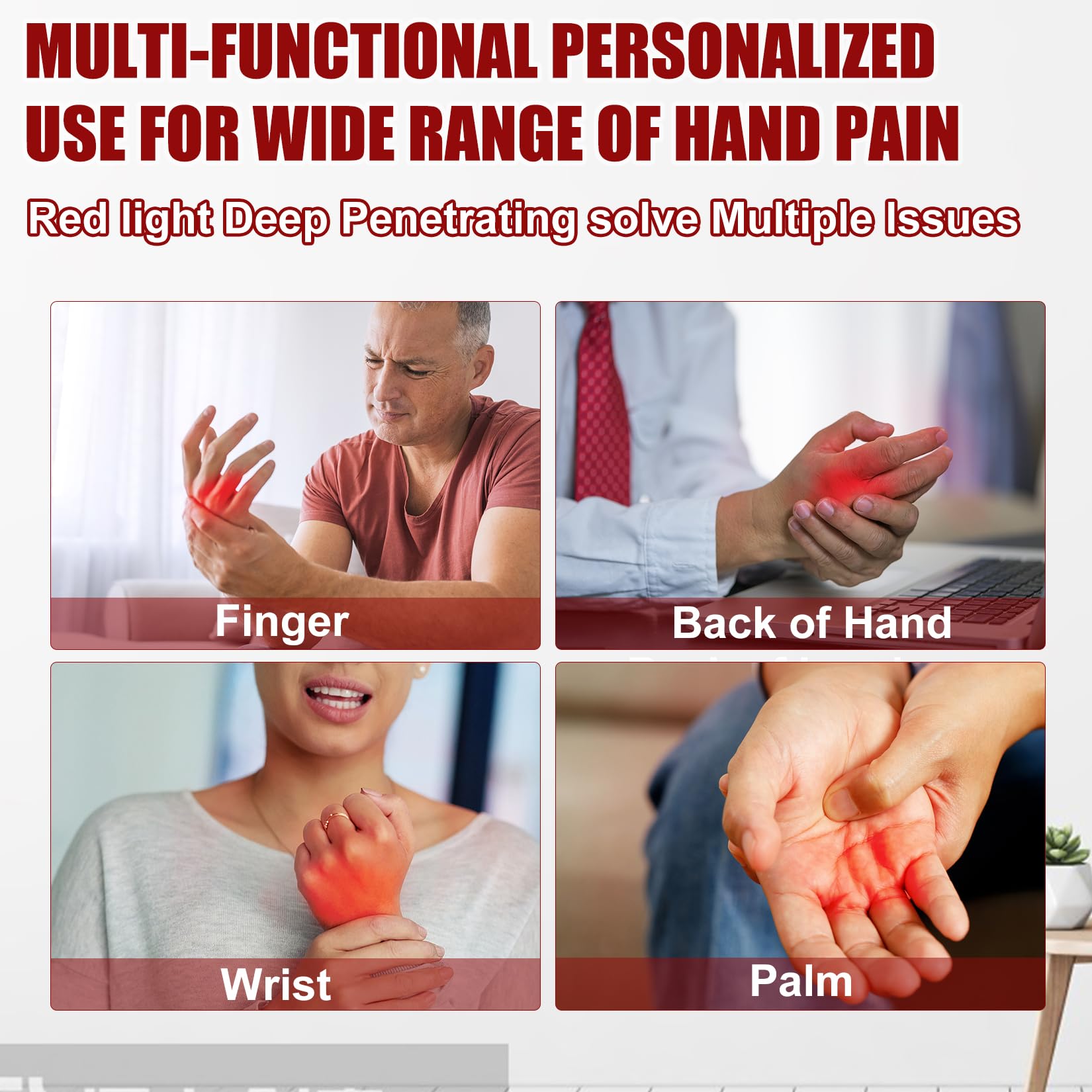 Portable Cordless Red & Infrared Light Therapy Gloves for Hand Pain Relief - 660nm Red & 850nm Infrared Light, 4000mAh Battery - Ideal for Arthritis, Carpal Tunnel, Joint Stiffness in Hands, Fingers & Wrist - Perfect for Home, Office & Travel Use