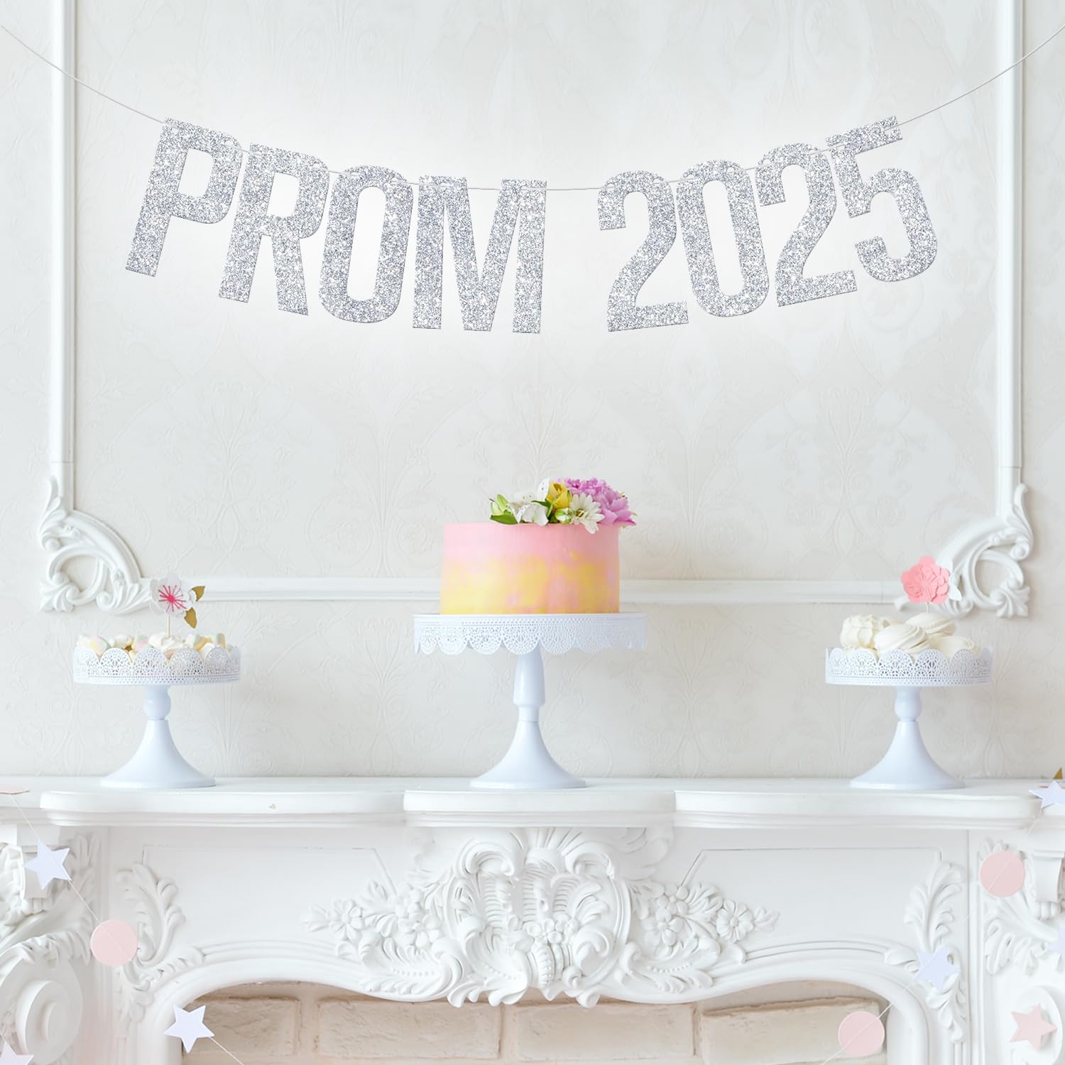 2025 Prom Banner & Graduation Decorations - Silver Glitter Prom Night Party Supplies for Class of 2025 | Perfect for High School Dance, Senior Party & Grad Celebration Decor