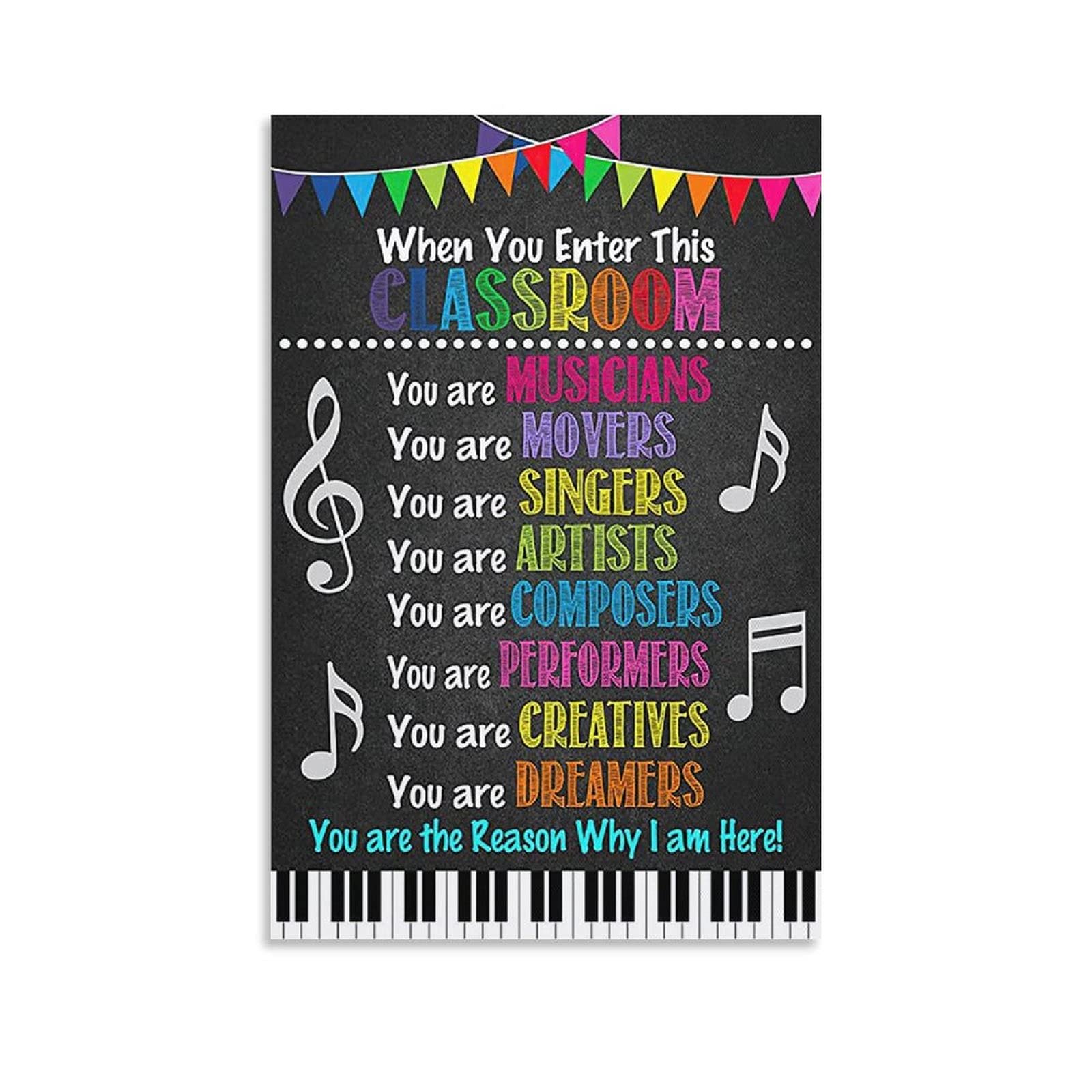 Elementary Music Classroom Decor - 'When You Enter This Classroom' Motivational Wall Poster, Music Teacher Score Art, Canvas Wall Art for Living Room & Bedroom, 16x24 Inches (40x60cm) - Perfect for Music Studios, Schools & Home Decor