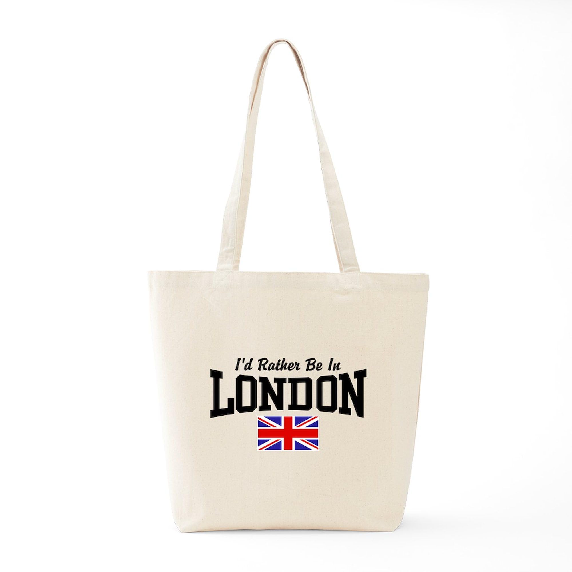 I'd Rather Be In London Tote Bag - Natural Canvas Reusable Shopping Bag for Groceries, Beach & Travel