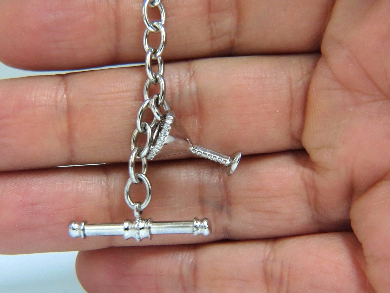 14Kt Martini Charm Toggle Bracelet with 0.15ct Diamonds - Elegant Cocktail Party Jewelry for Women