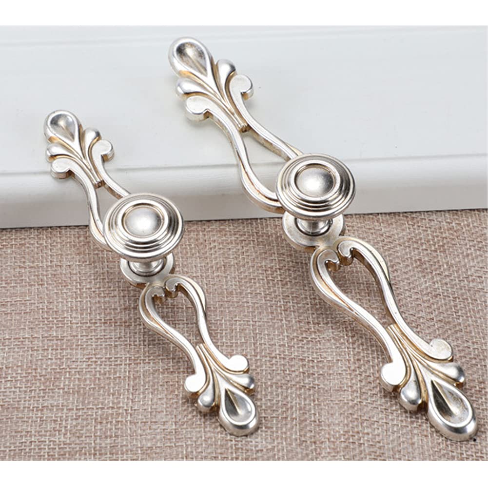 Vintage Zinc Alloy Cabinet Handles 2-Pack - Antique Bronze & Silver Drawer Pulls (173mm) with Screws for Wardrobe, Furniture & Home Decoration | Perfect for Kitchen Cabinets, Dressers & DIY Home Improvement Projects