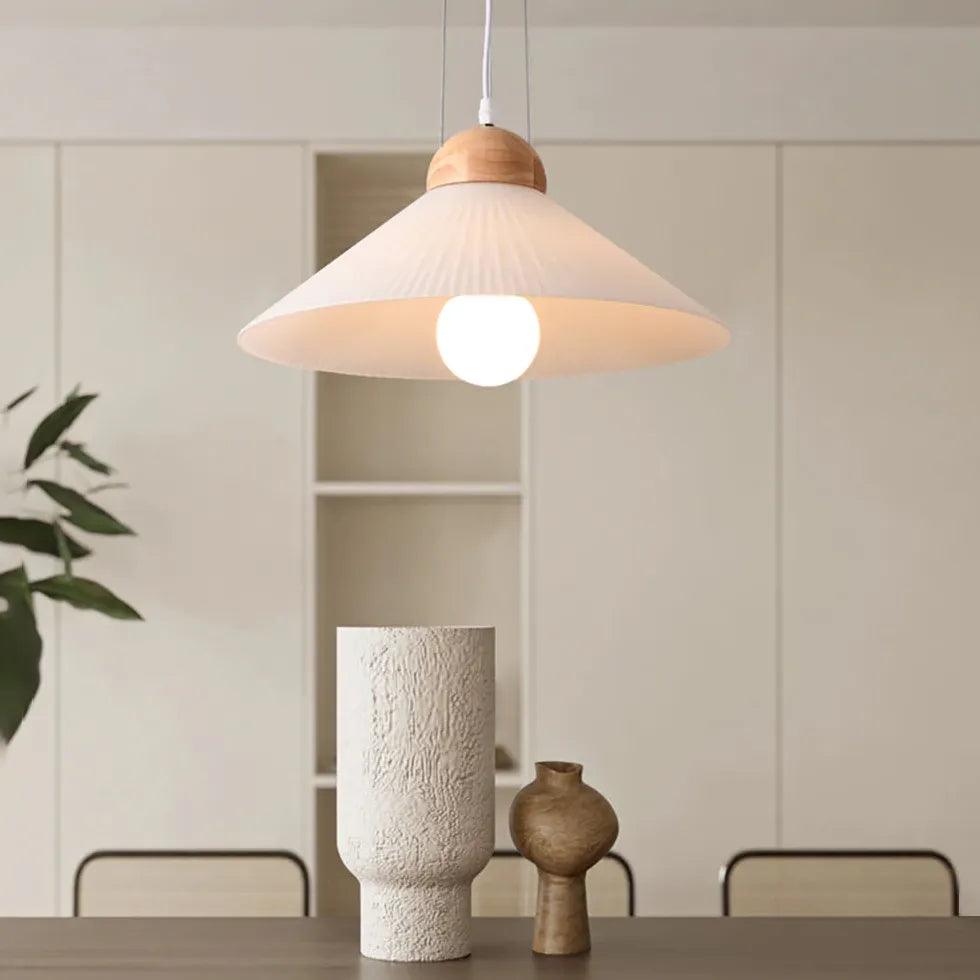 Modern Wooden Umbrella-Shaped Pendant Light - Stylish Ceiling Lighting for Dining Room, Kitchen, or Bedroom Decor
