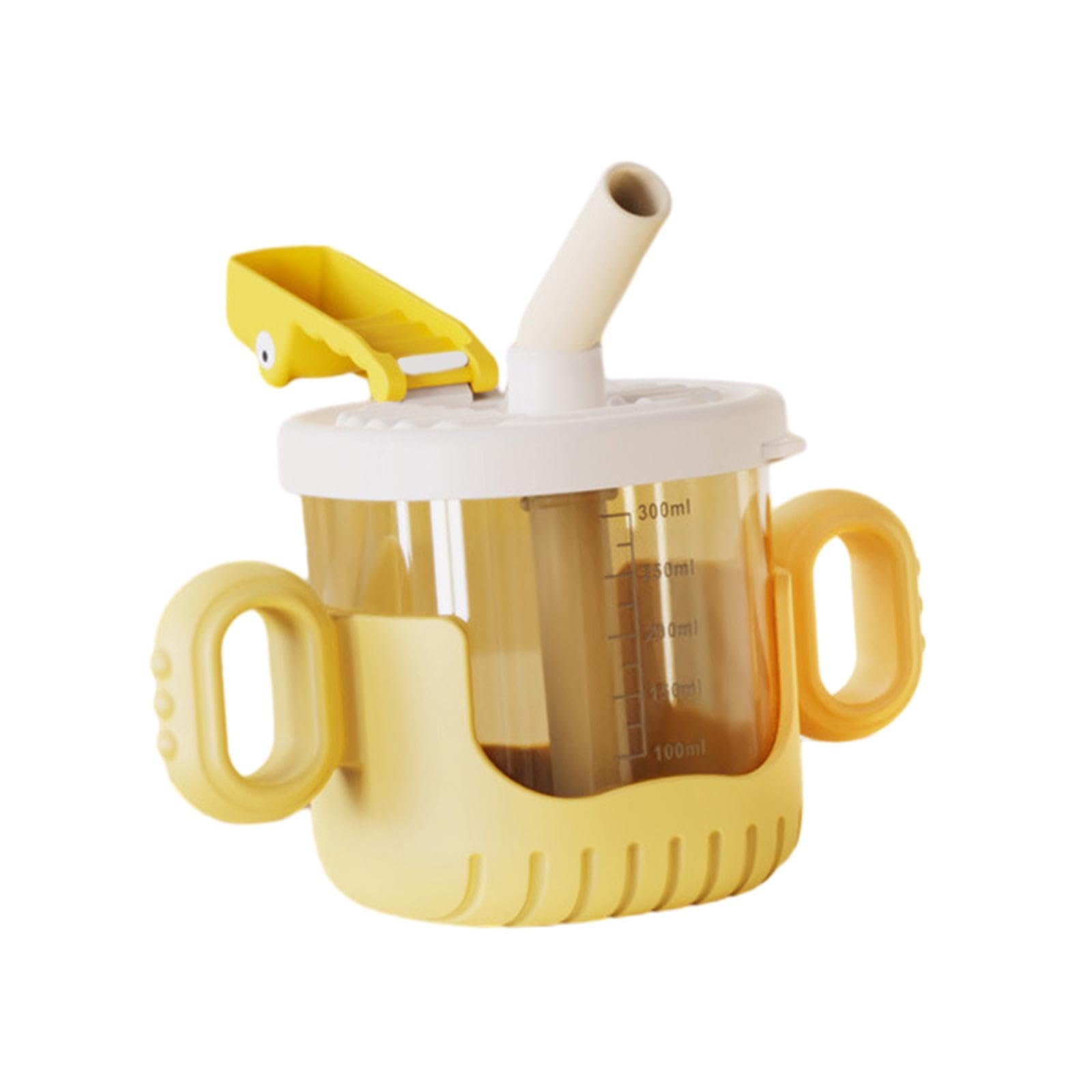 Shamjina 10oz/300ml Leakproof Sippy Cup with Straw Lid - BPA-Free Training Cup for Toddlers & Babies - Easy Clean Portable Water Bottle for Boys & Girls (Yellow) - Perfect for Daycare, Travel & On-the-Go Hydration