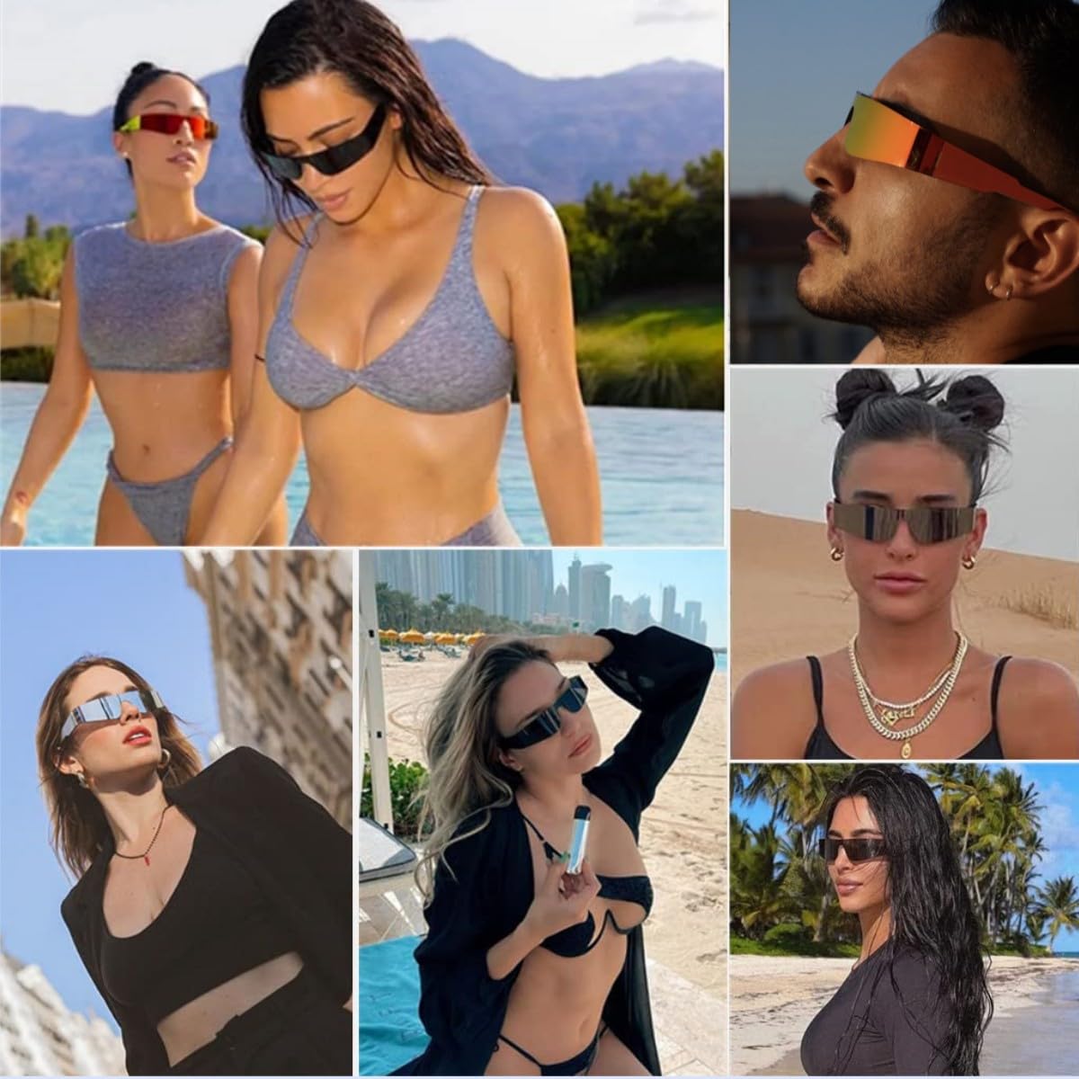 Y2K Futuristic Wrap Around Sunglasses for Men & Women - Purple Frame with Mirror Pink Lens - Cyberpunk Visor Monoblock Cyclops Shades for Rave, Cosplay, and Streetwear Fashion