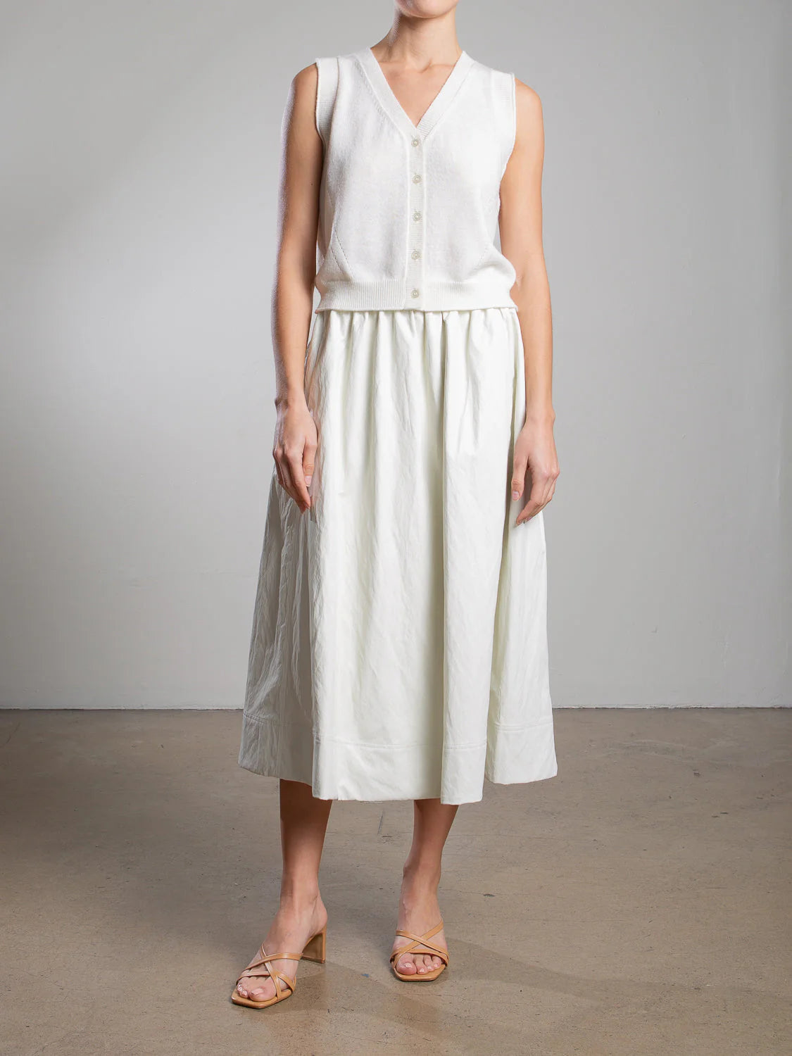 Claudia Faux Leather Skirt in Ivory - Women's High Waist Mini Skirt for Party, Night Out & Casual Wear