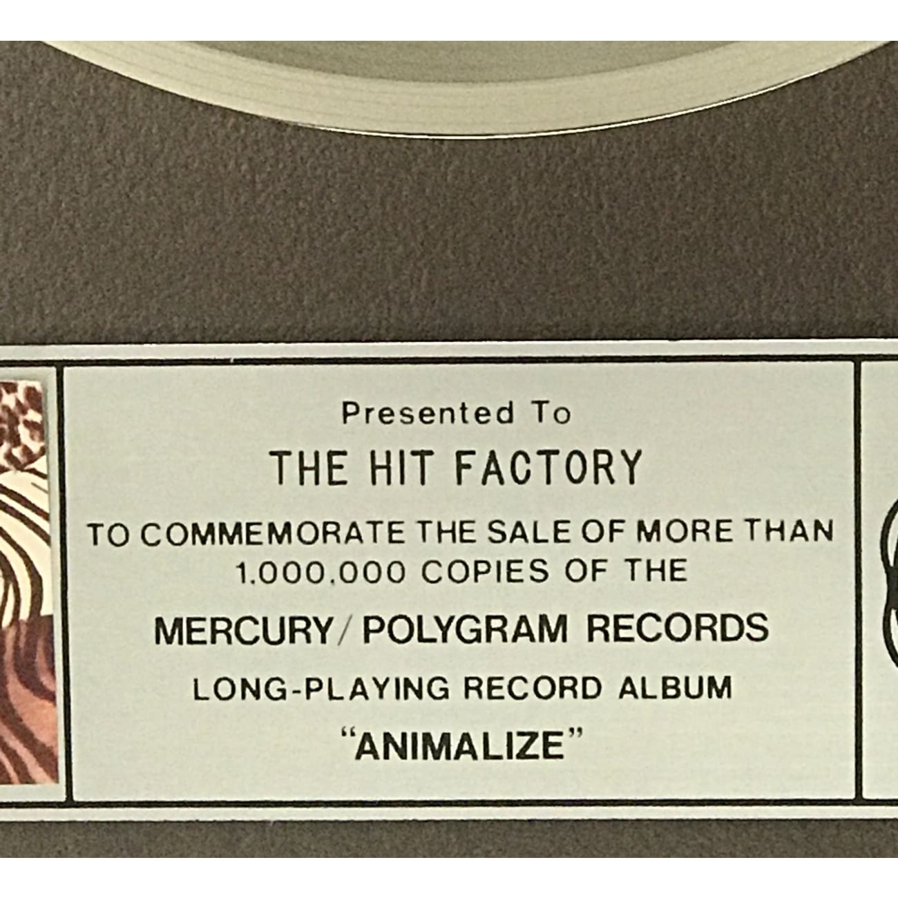 KISS Animalize RIAA Platinum Album Award - Official Music Collectible for Fans & Display - Perfect for Home, Office, or Music Memorabilia Collections