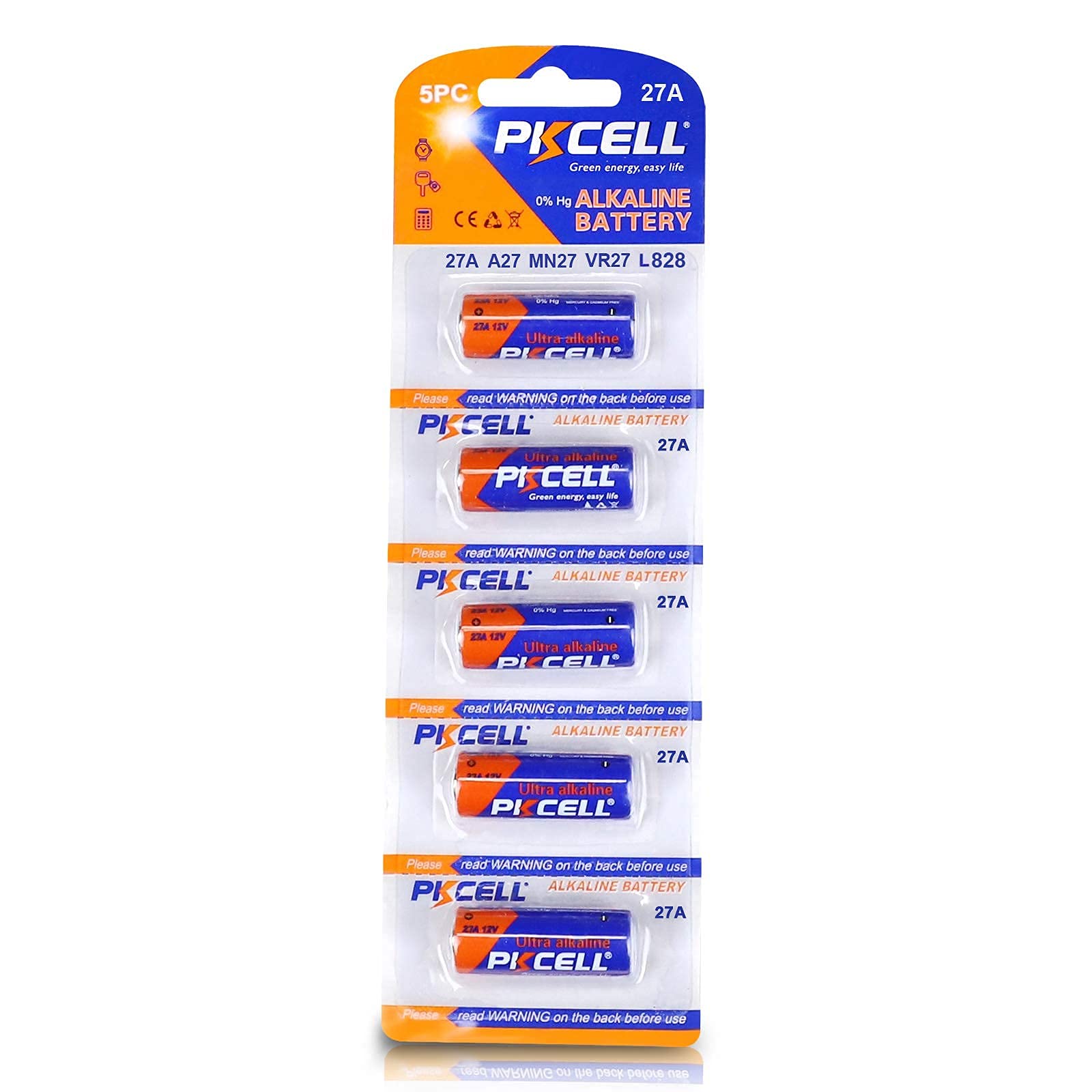 5-Pack A27 MN27 VR27 L828 27A 12V Alkaline Batteries - Long Lasting Power for Remote Controls, Alarms, Doorbells & Headlamps - Perfect for Home Security, Outdoor Lighting & Electronic Devices