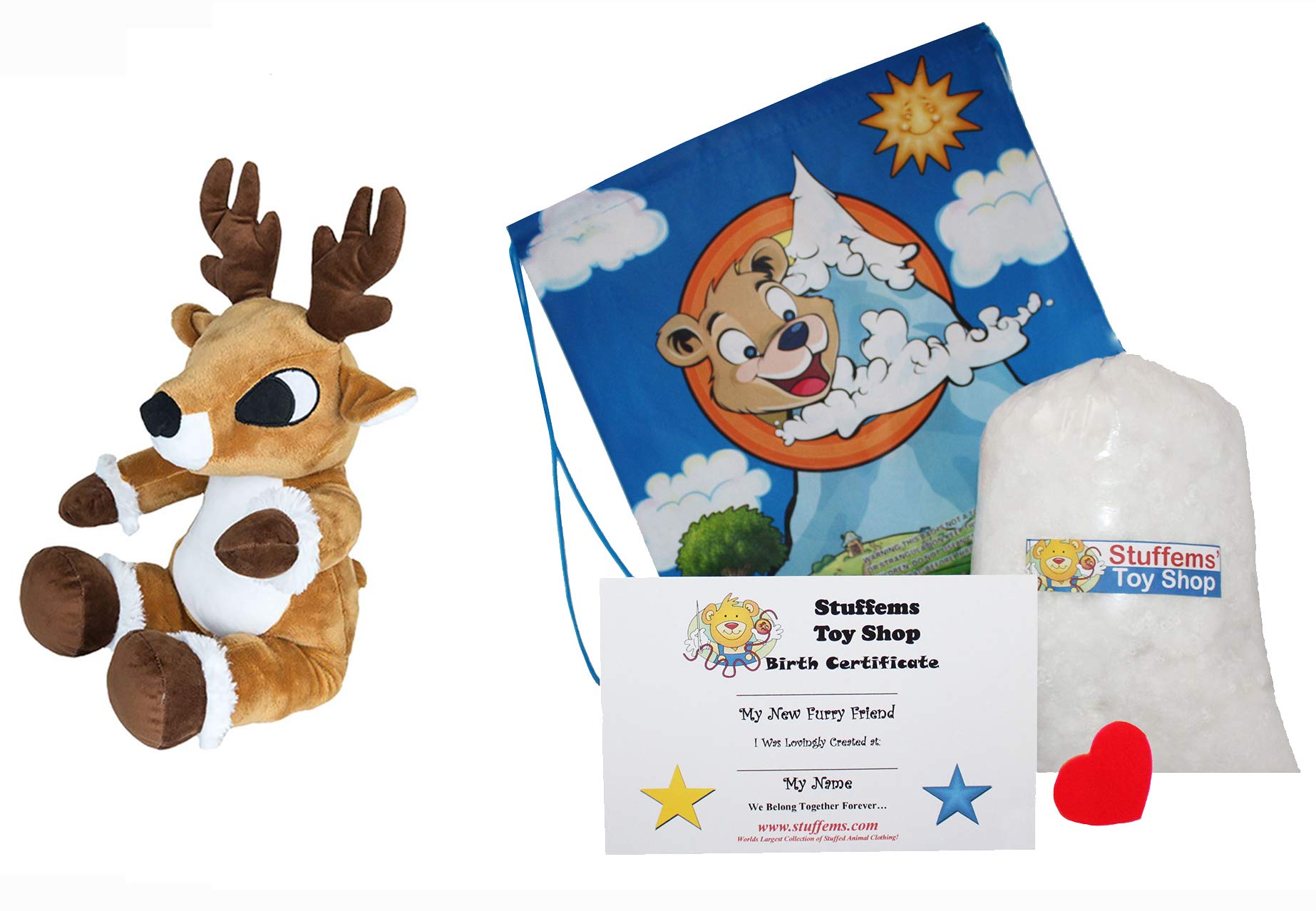 DIY 8 Inch Soft Plush Reindeer Stuffed Animal Kit - No Sewing Required, Perfect for Christmas Gifts, Kids Crafts & Holiday Decorations