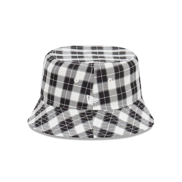 New Era LA Dodgers Plaid Black & White Bucket Hat for Men & Women - Adjustable Snapback Sun Hat for Baseball Games, Beach & Outdoor Activities