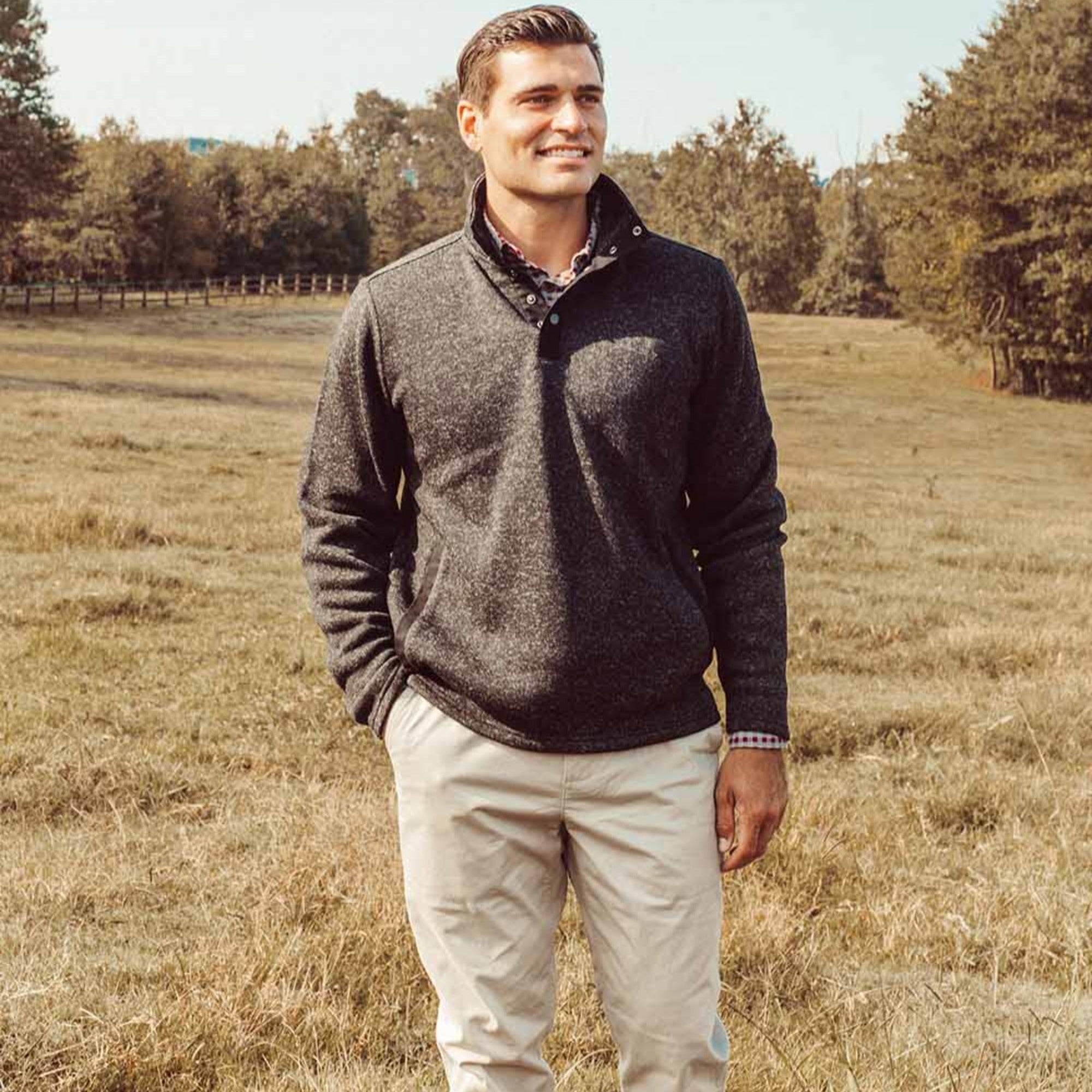 Men's Casual Norris Pullover Sweatshirt - Heather Grey - Soft Comfortable Fleece for Everyday Wear & Outdoor Activities