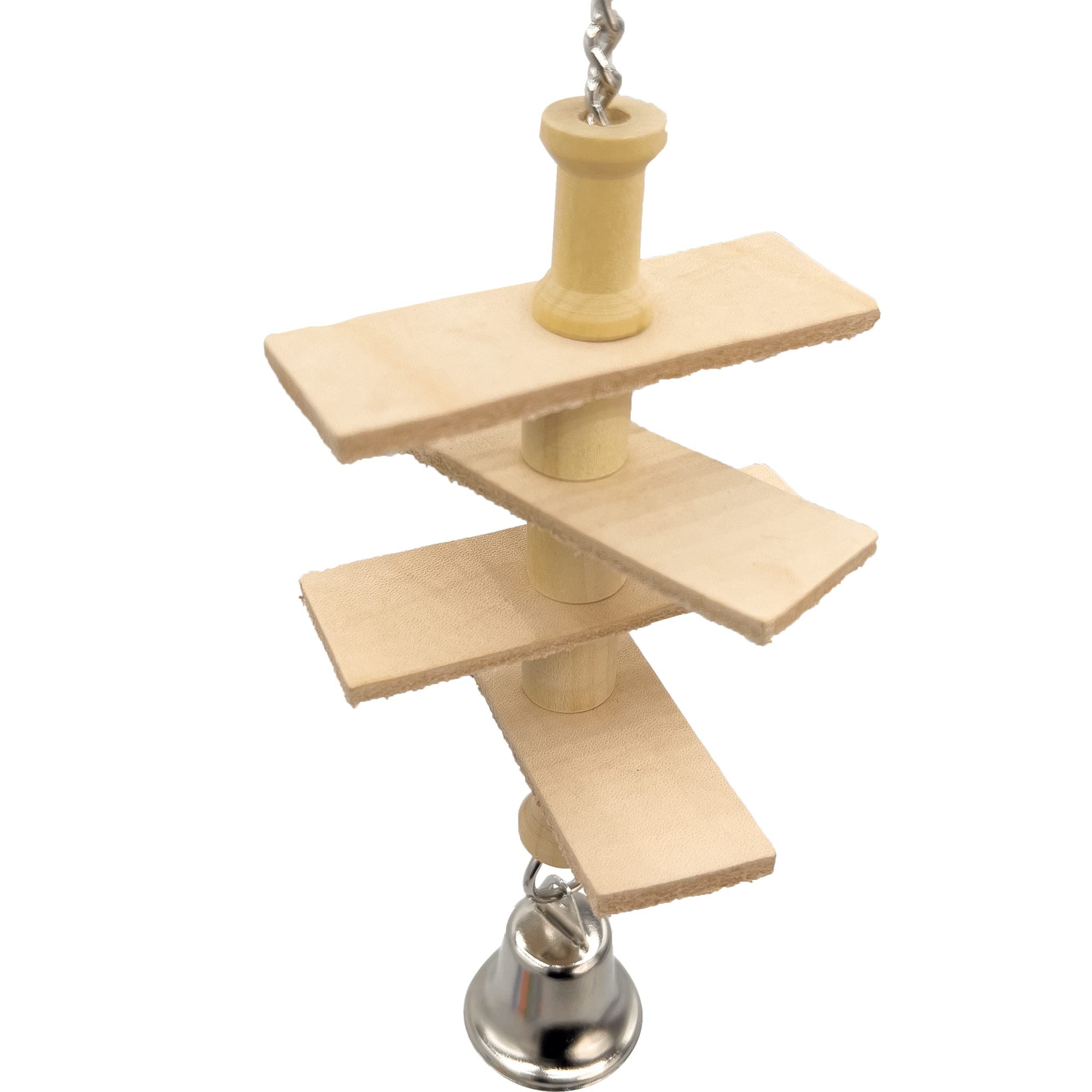 Handmade USA Leather Propeller Toy for Budgies & Parrots - Safe Chewing for Small Birds
