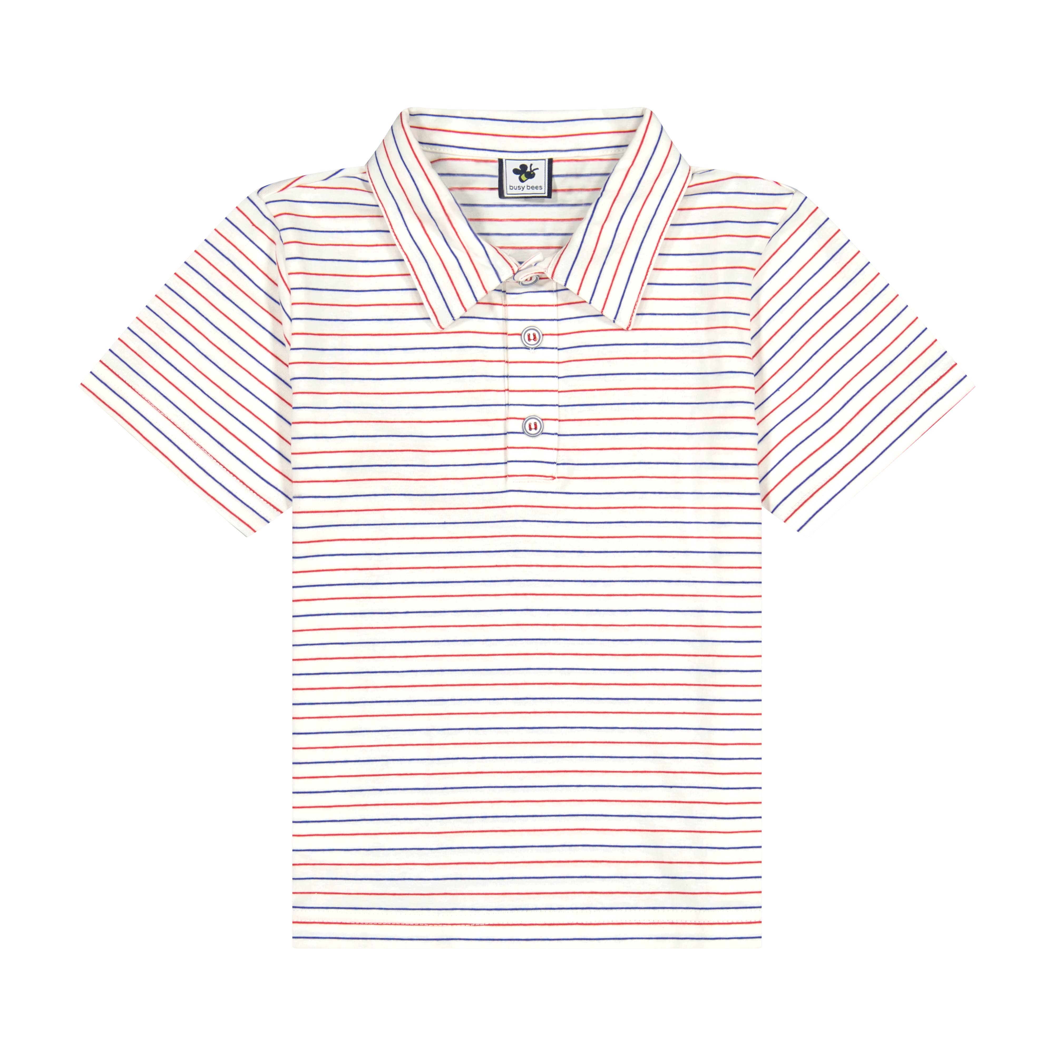 Boys' Short Sleeve Polo Shirt - Red, White & Blue Striped Cotton Tee for School, Summer & Casual Wear | Classic Preppy Style