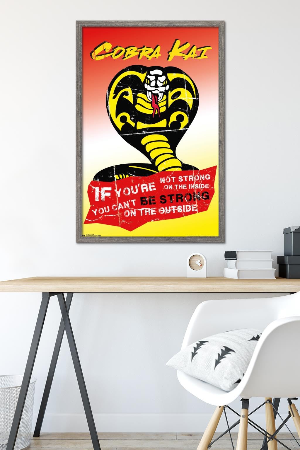 Cobra Kai 'Be Strong' Framed Wall Poster - 22.375 x 34 Inches, Barnwood Frame - Perfect for Home Gym, Man Cave, or Martial Arts Dojo Decor
