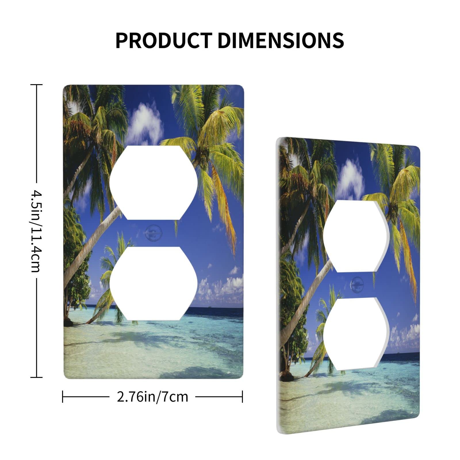 Beach Palm Tree Light Switch Cover - 1-Gang Duplex Wall Plate Kit, Decorative Electrical Outlet Cover for Home, Bathroom & Coastal Decor