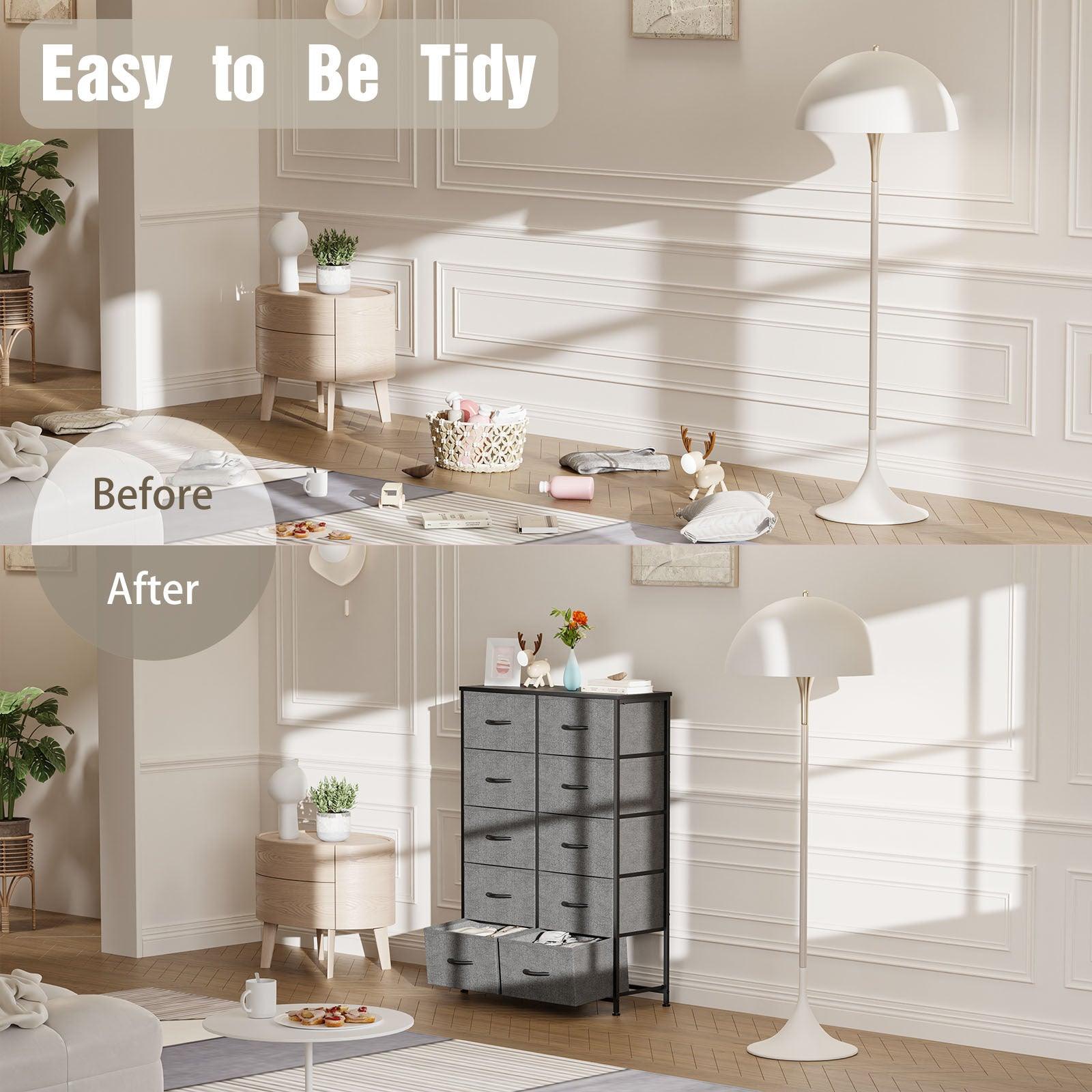 11-Drawer Fabric Dresser for Bedroom Storage - Sturdy Metal Frame Organizer for Clothes, Toys & Home Essentials | Space-Saving Closet & Nursery Organization Solution