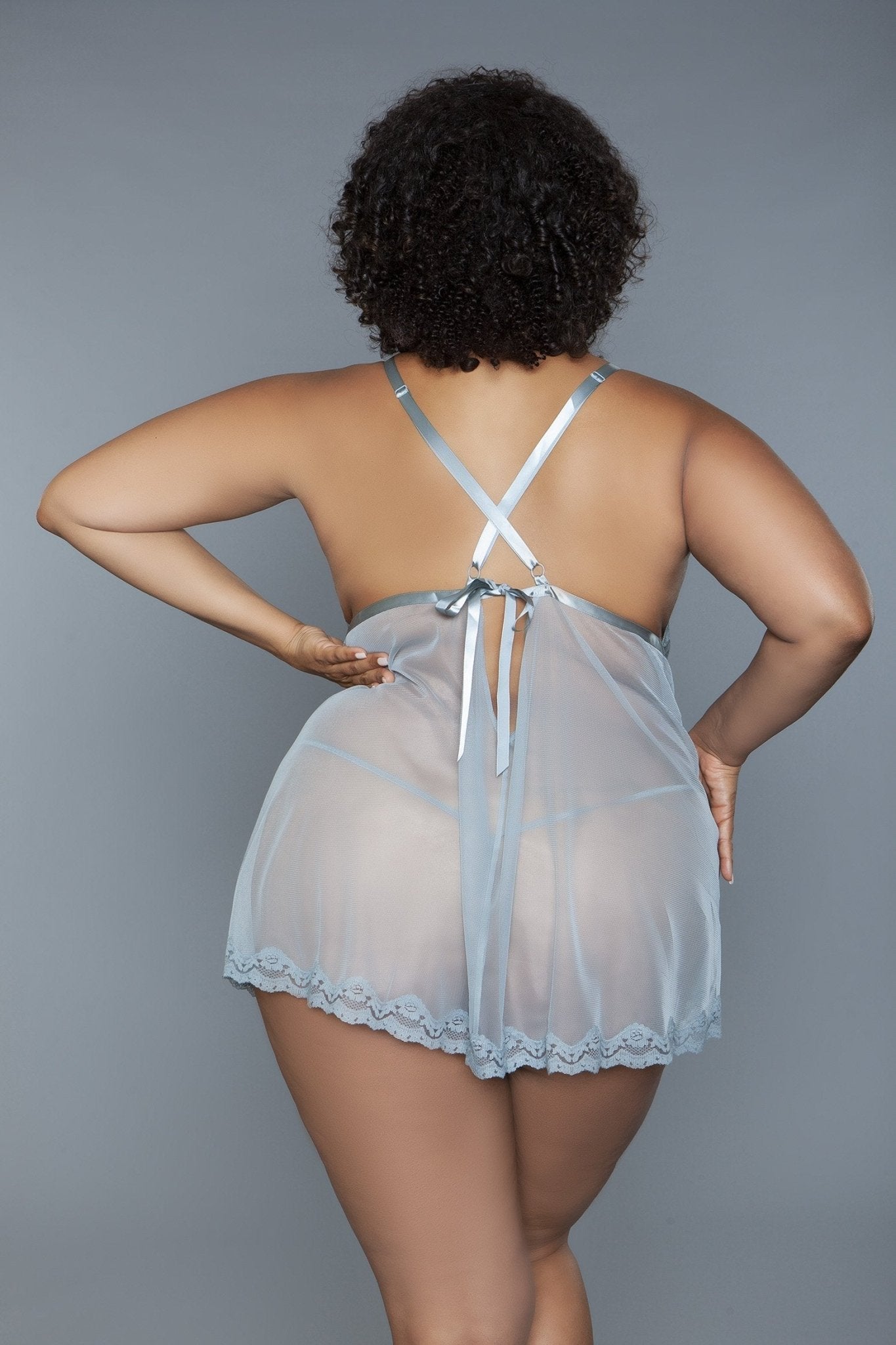 BeWicked Women's Bridgette Babydoll 2238 - Sexy Lingerie for Women, Sheer Mesh Babydoll Nightwear with Lace Trim, Perfect for Valentine's Day, Anniversary, and Romantic Nights