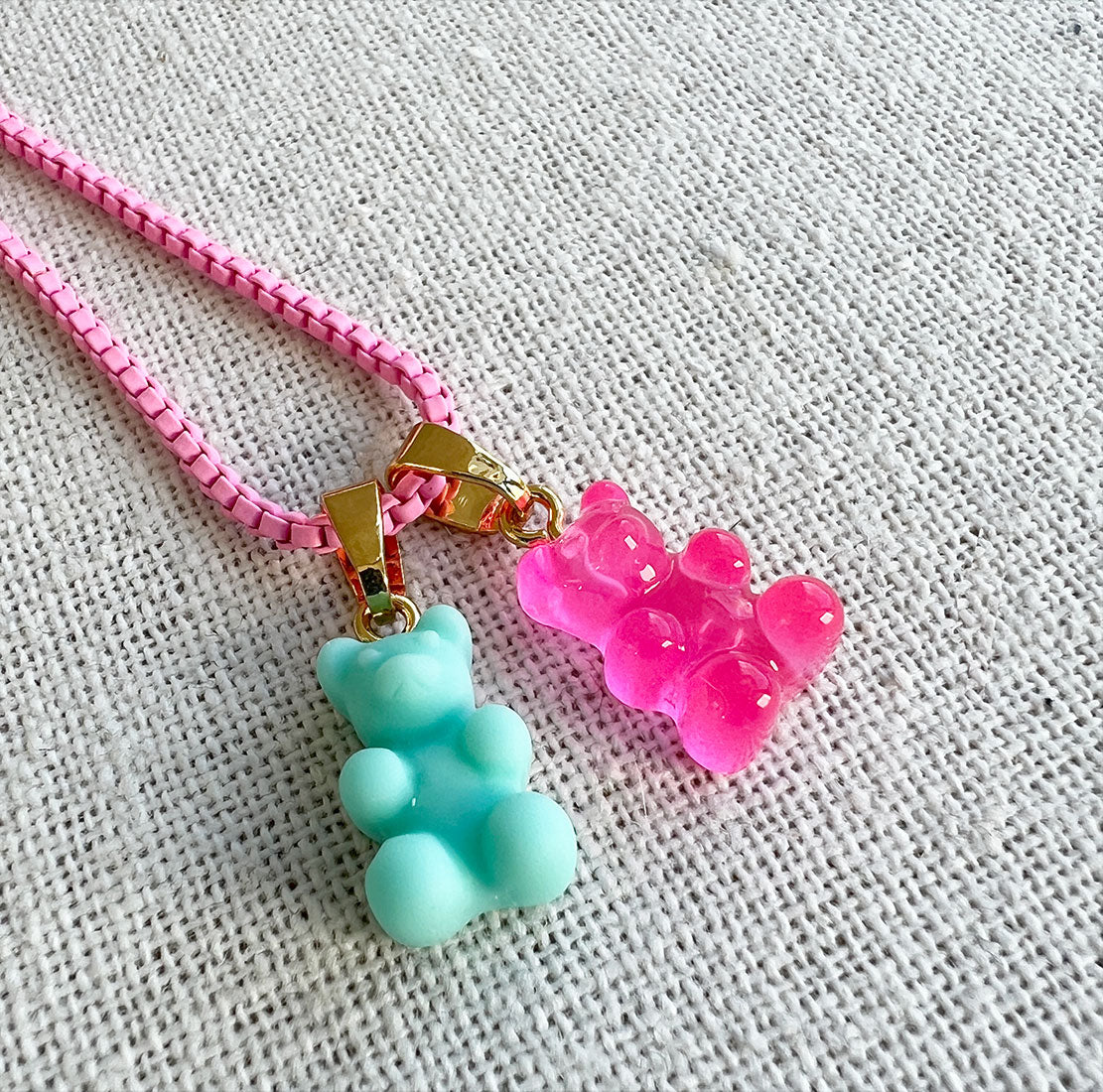 Vintage Bear Translucent Pendant Necklace with Gold Plated Connector - Perfect for Gift Giving, Fashion Jewelry & Boho Style Outfits