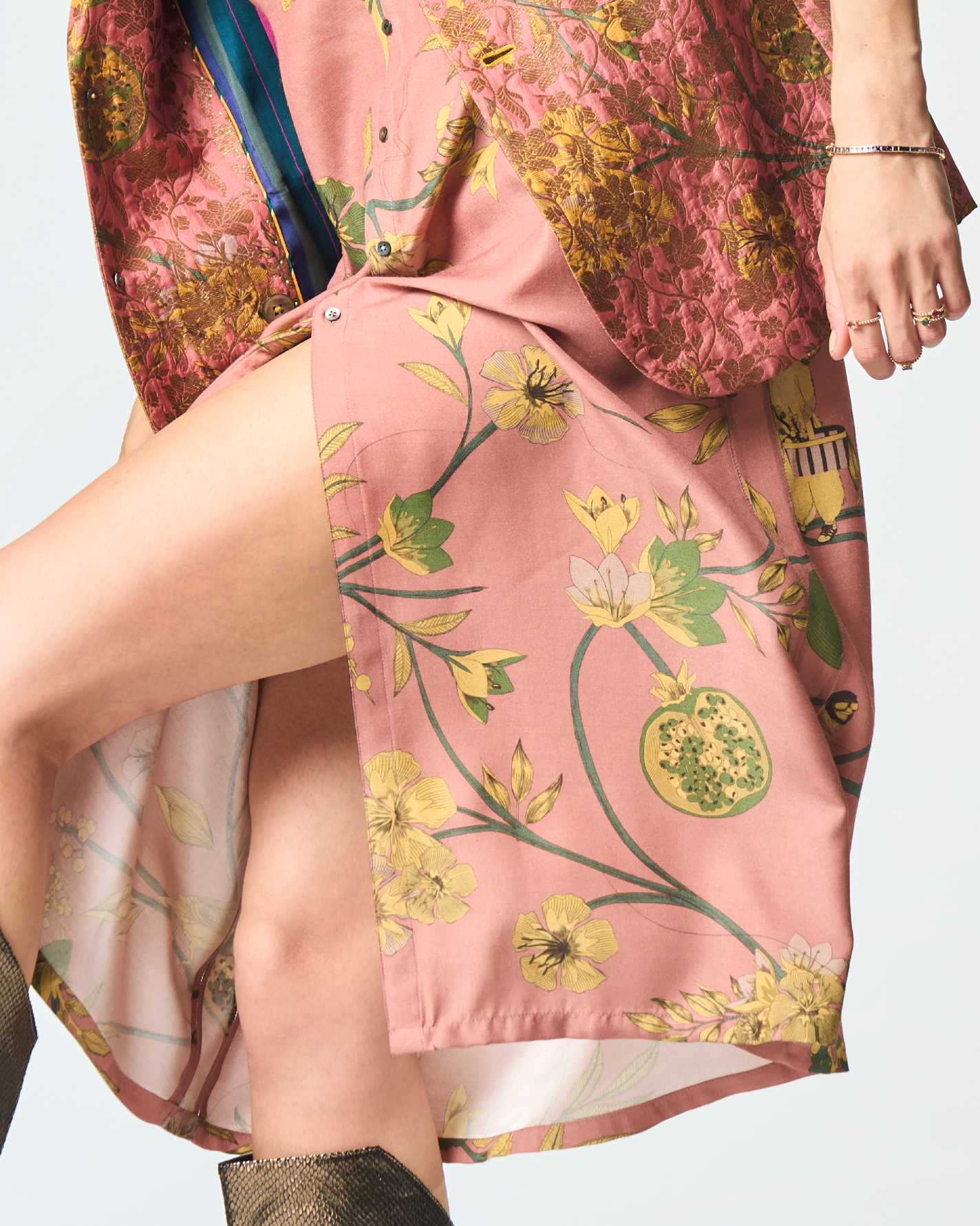 Elegant Pleated Muga Satin Silk Rose Dress for Women | Perfect for Weddings, Parties & Special Occasions