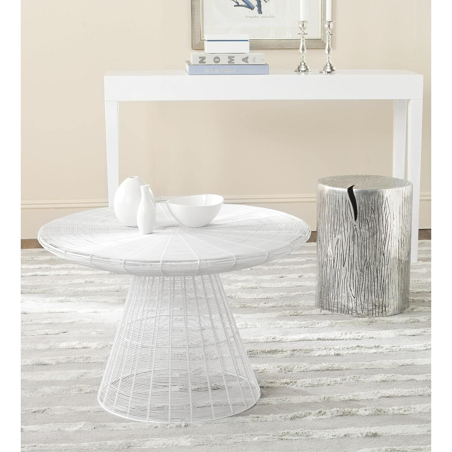 Safavieh Home Collection Reginald Grey Metal Wire Coffee Table - Modern Living Room Furniture for Small Spaces & Apartments