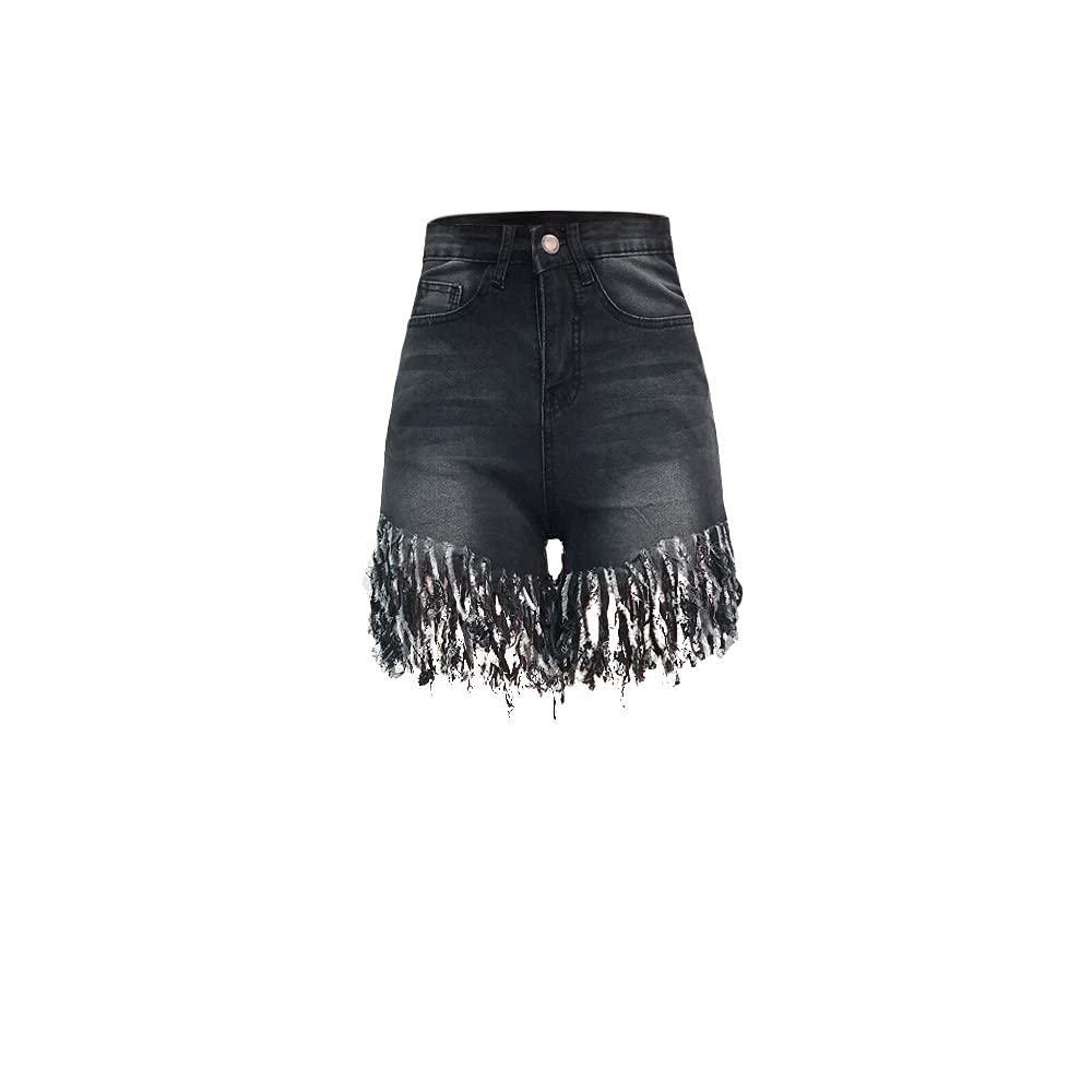 LAJIOJIO Women's Stretchy High Waisted Denim Shorts - Distressed Frayed Raw Hem Cut Off Jean Shorts | Perfect for Summer, Beach, Casual Outfits & Street Style