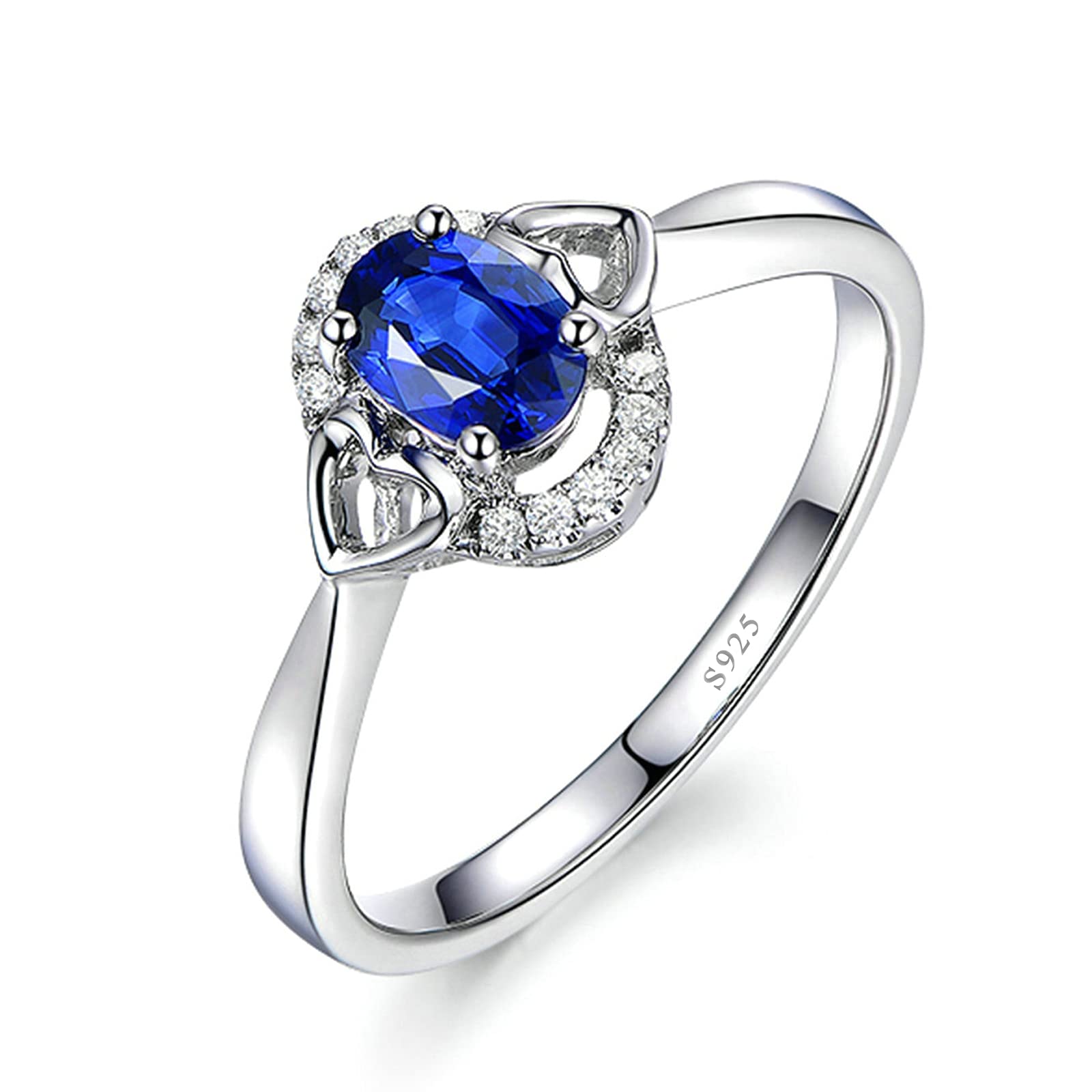 925 Sterling Silver Blue Heart Oval Zircon Ring for Women - Elegant Valentine's Day Gift, Engagement & Promise Band - Perfect for Anniversaries, Weddings & Romantic Occasions