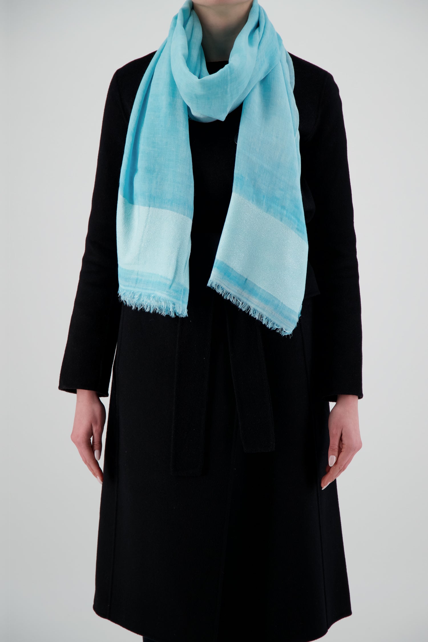 Faliero Sarti Baby Blue Jade Scarf - Luxury Italian Silk Shawl for Women - Perfect for Weddings, Parties & Gift Giving