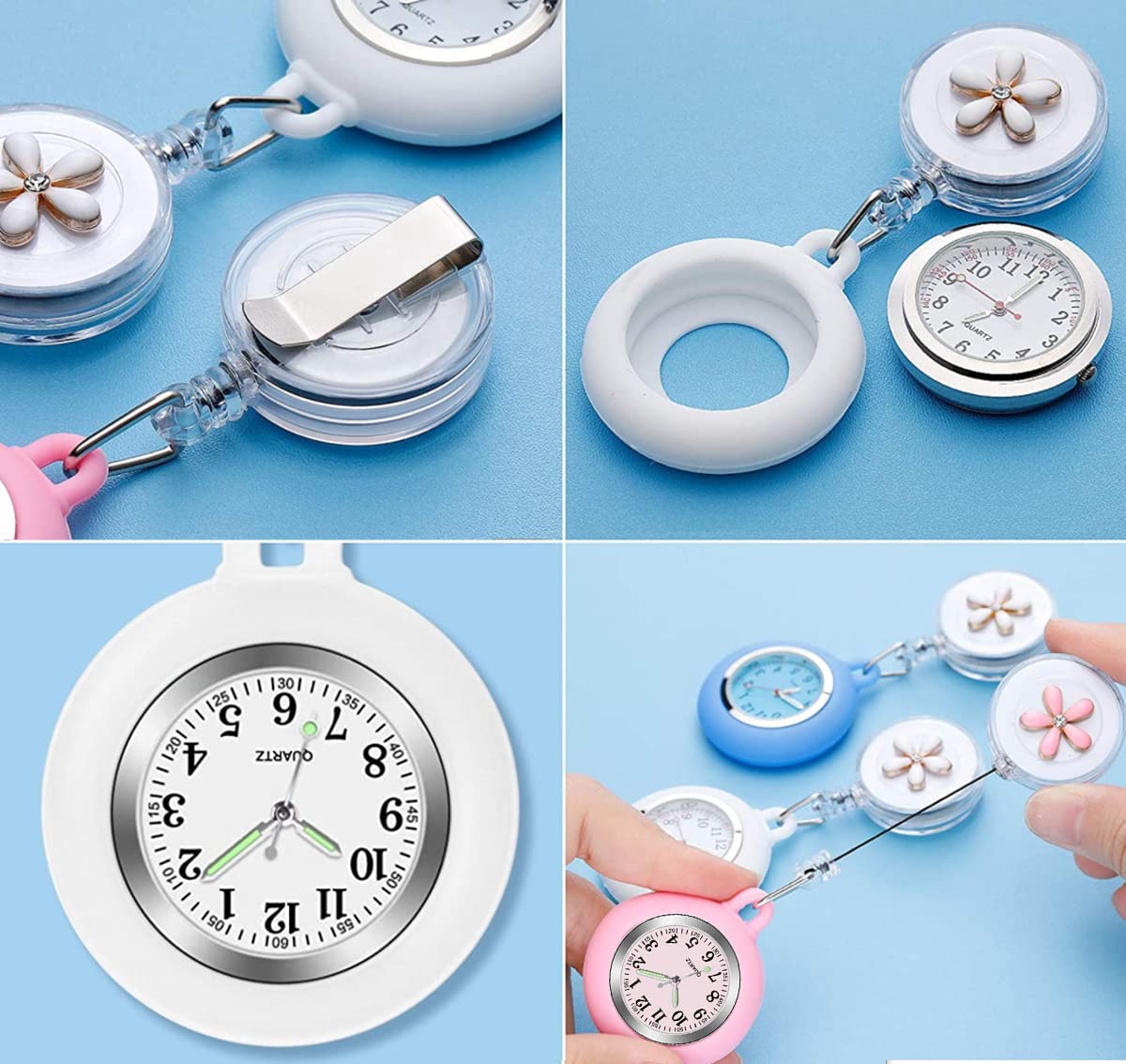 Nurse Watch with Glow in The Dark Pointer, Clip-On Fob Watch with Second Hand for Medical Professionals - Perfect for Night Shifts, Hospitals, and Clinical Use