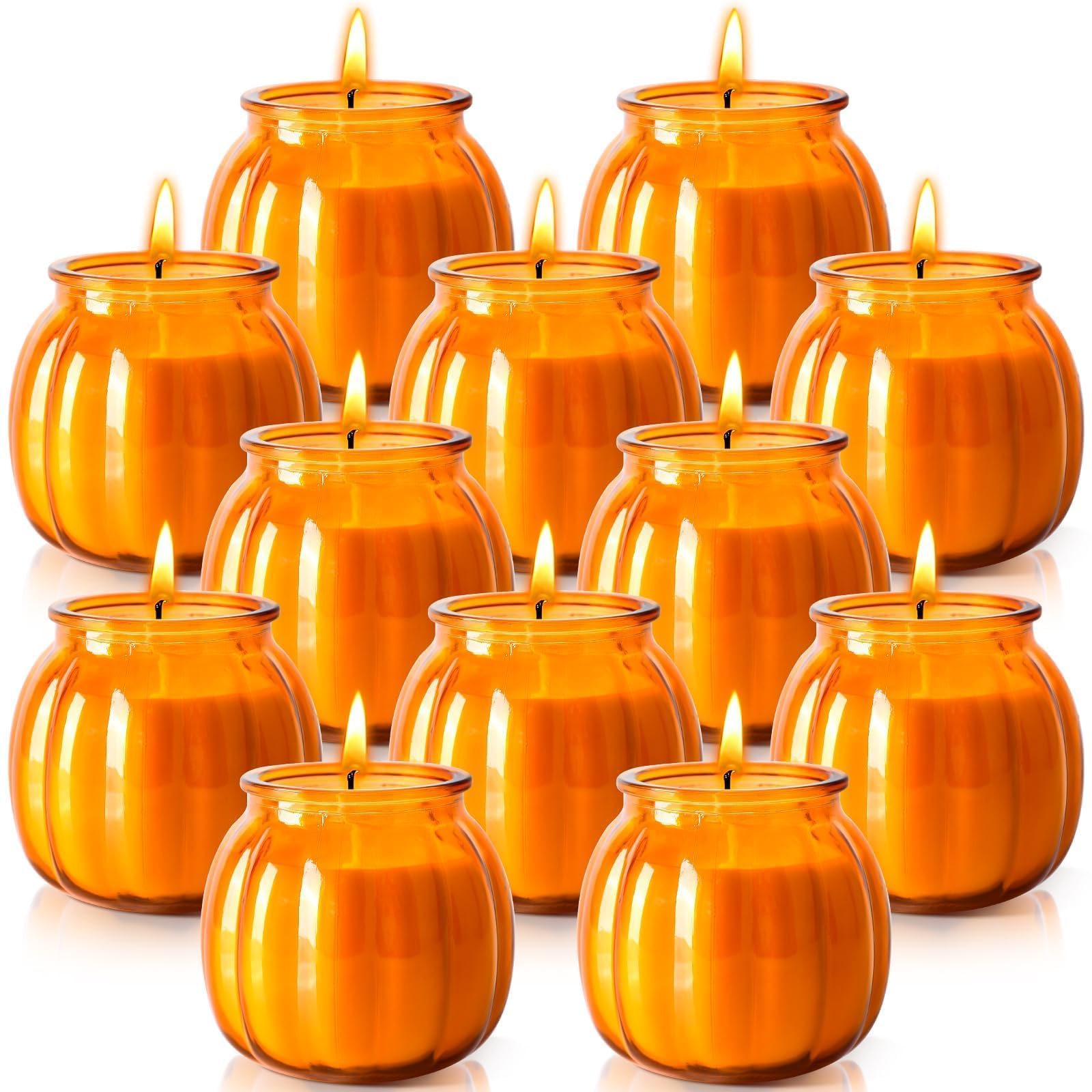 12-Pack Pumpkin Scented Soy Candles for Thanksgiving & Christmas - Long-Lasting Natural Wax Candles, Fall Home Decor, Wedding & Baby Shower Party Favors - Perfect for Cozy Evenings, Holiday Gatherings & Festive Celebrations
