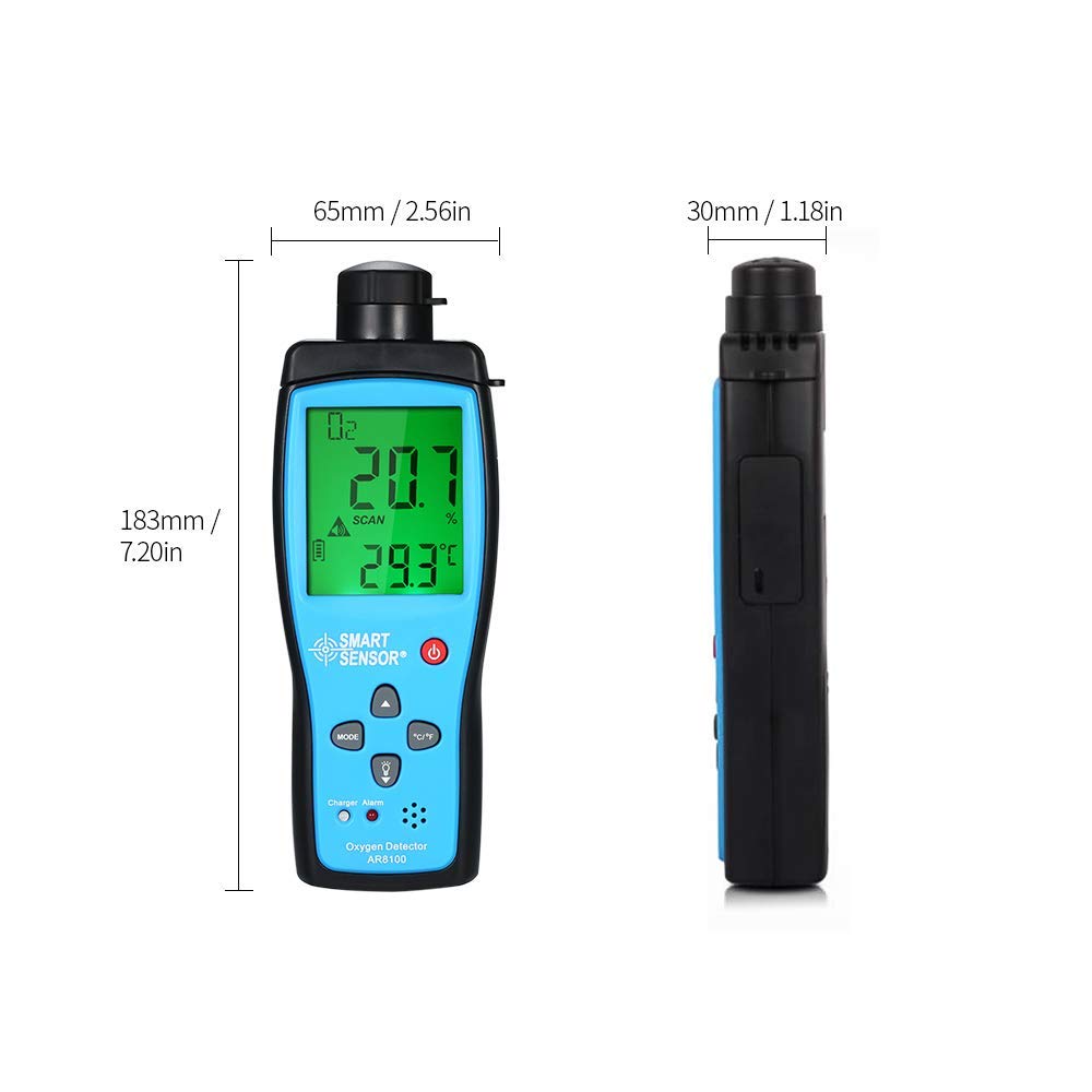 Konnon Portable Oxygen Meter - Handheld O2 Analyzer with Temperature Sensor | Air Quality Monitor for Home, Travel & Outdoor Activities | Accurate Oxygen Level Detector for Health & Safety