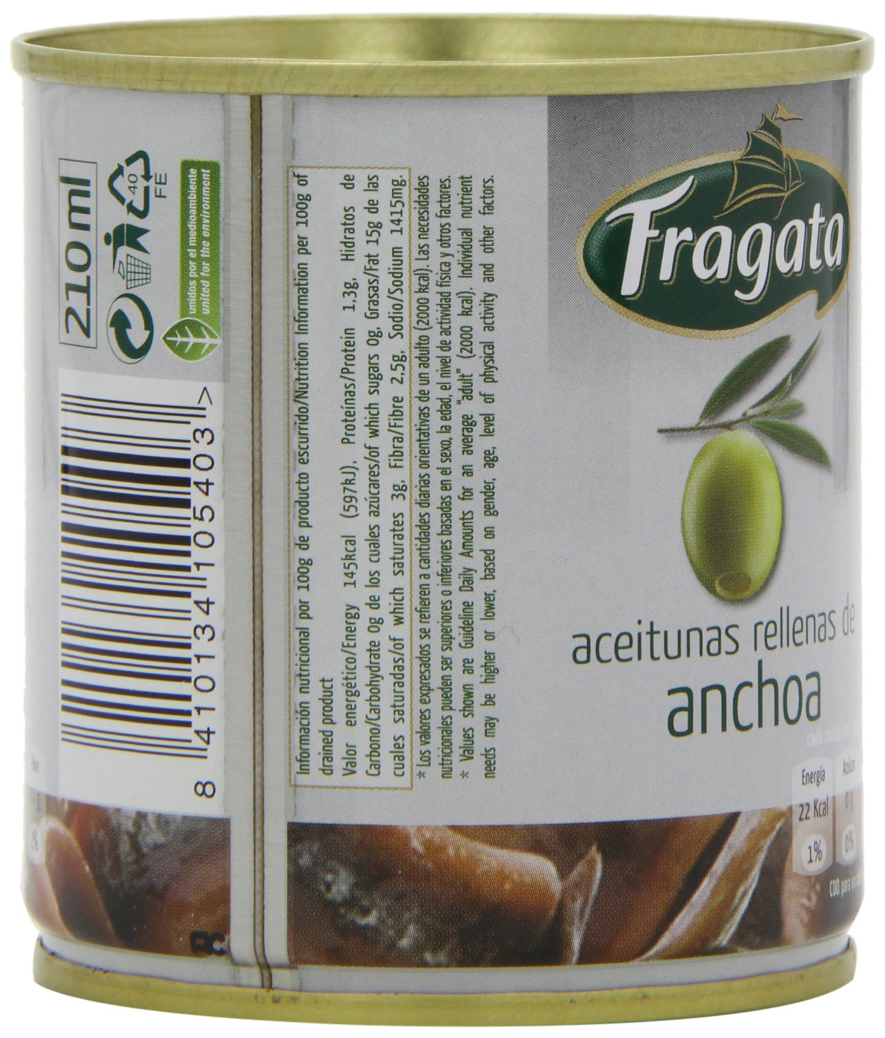 Fragata Spanish Anchovy Stuffed Olives 200g (7oz) - Premium Gourmet Snack for Charcuterie Boards, Tapas & Mediterranean Dishes