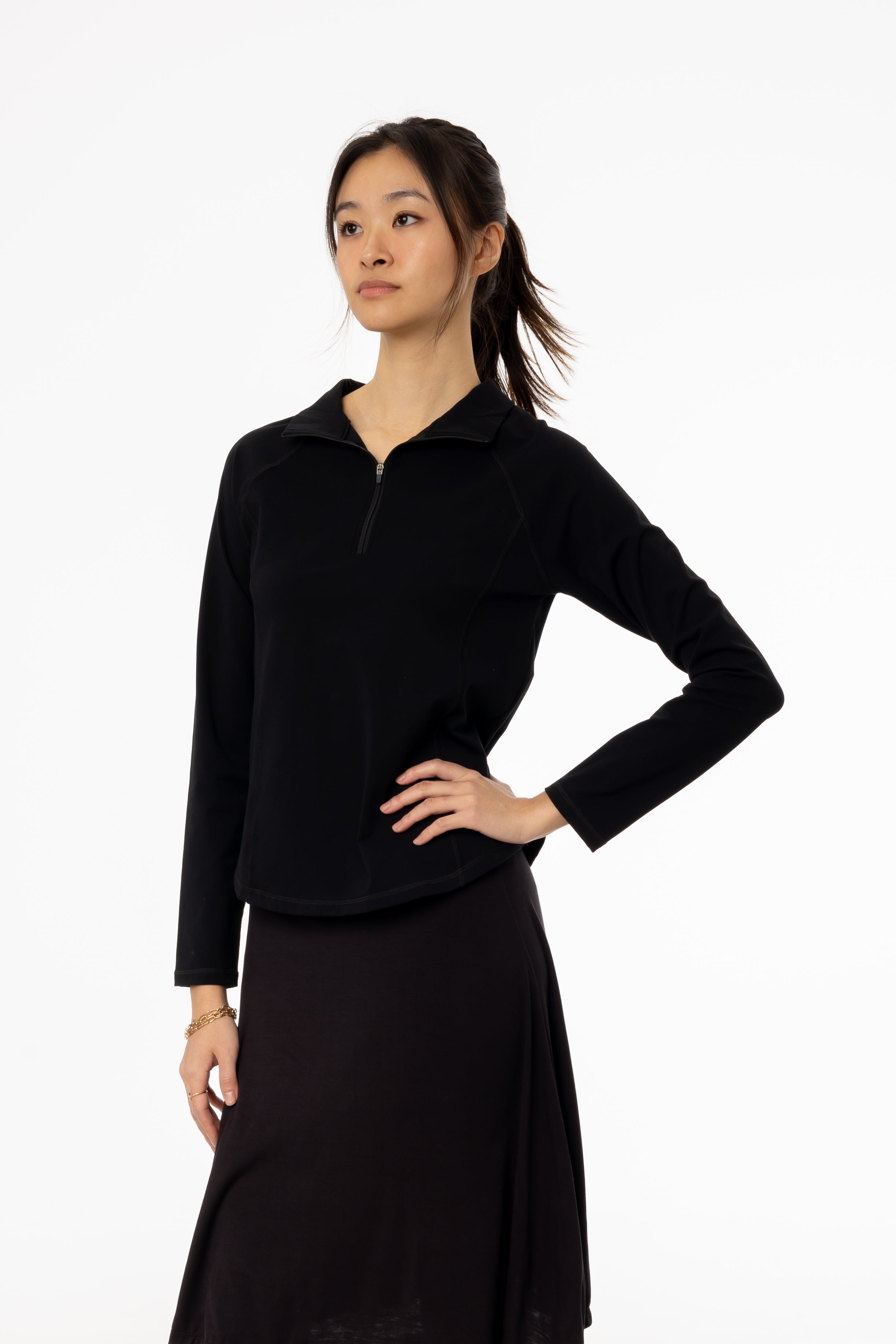 Black Quarter Zip Pullover Sweater for Men & Women - Lightweight & Comfortable for Casual Wear, Office, and Outdoor Activities