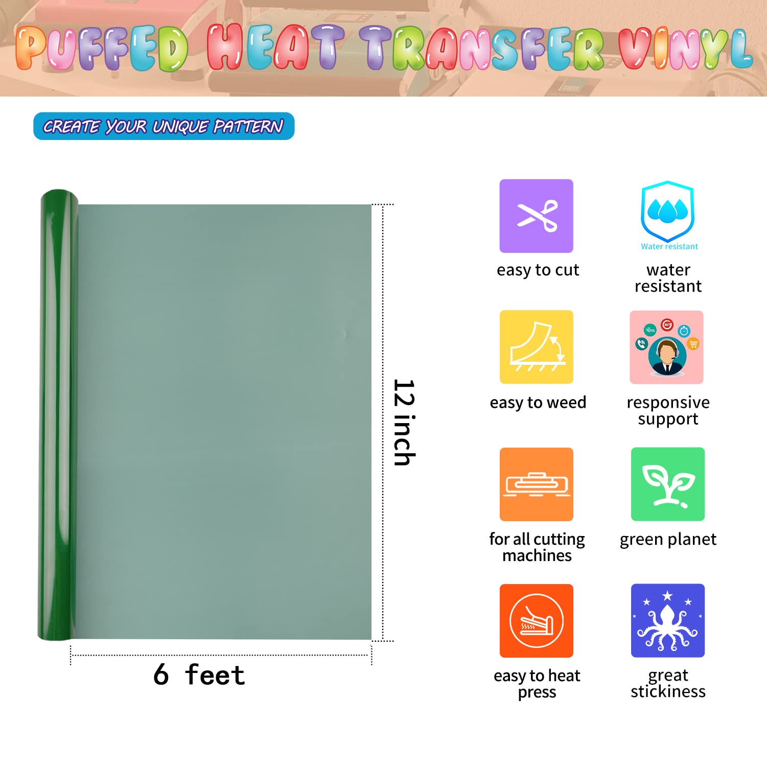 TransWonder 3D Puff Heat Transfer Vinyl HTV - 12