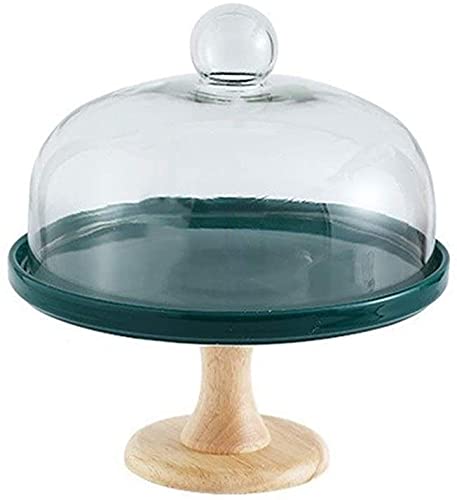 Premium Dome Cake Stand with Lid - 24x24x26cm Ceramic Dessert Tray with Wooden Base for Wedding, Banquet & Party Serving - Multi-functional Display Stand for Cakes, Pastries, Sandwiches & Desserts