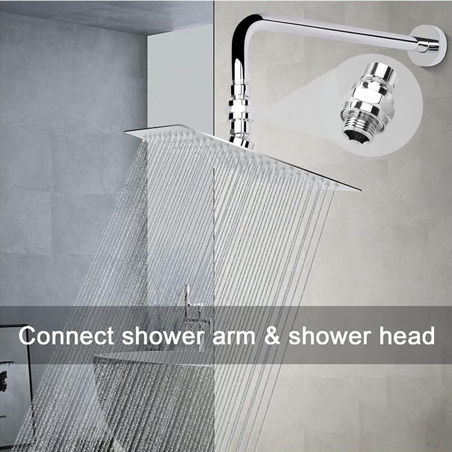 Bestgle G1/2 Adjustable Shower Swivel Ball Joint Adapter - Universal Copper Shower Head Holder & Arm Extension for Bathroom Renovation - Silver (Perfect for Spa-Like Shower Experience & Bathroom Upgrades)