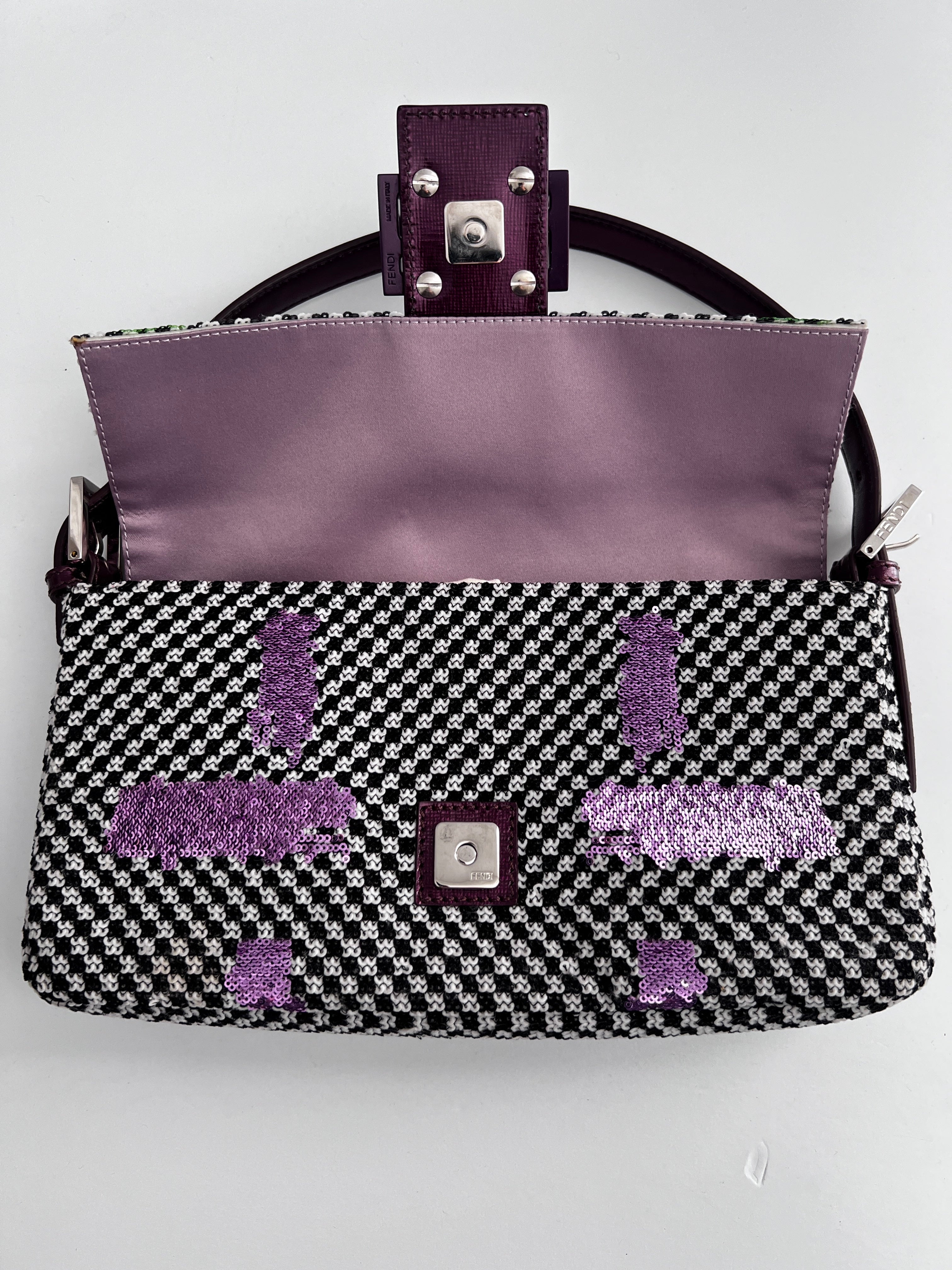 Fendi Colorful Sequin Tweed Baguette Bag - Stylish Shoulder Bag for Women, Perfect for Parties, Weddings & Evening Events