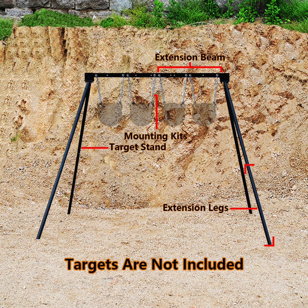 Highwild AR500 Steel Target Stand - Complete Shooting Target System Kit with 4 Targets for Rifle & Pistol Practice - Perfect for Outdoor Range Training & Tactical Drills