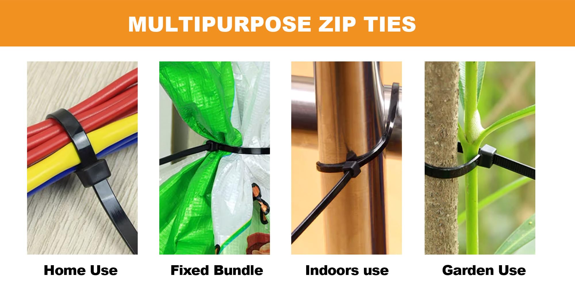 100-Pack 12-Inch Heavy Duty Black Zip Ties - 50lbs Tensile Strength, UV Resistant Cable Ties with Resealable Storage Bag for Indoor & Outdoor Use - Perfect for Organizing Cables, Securing Plants, and DIY Projects - by Nirah