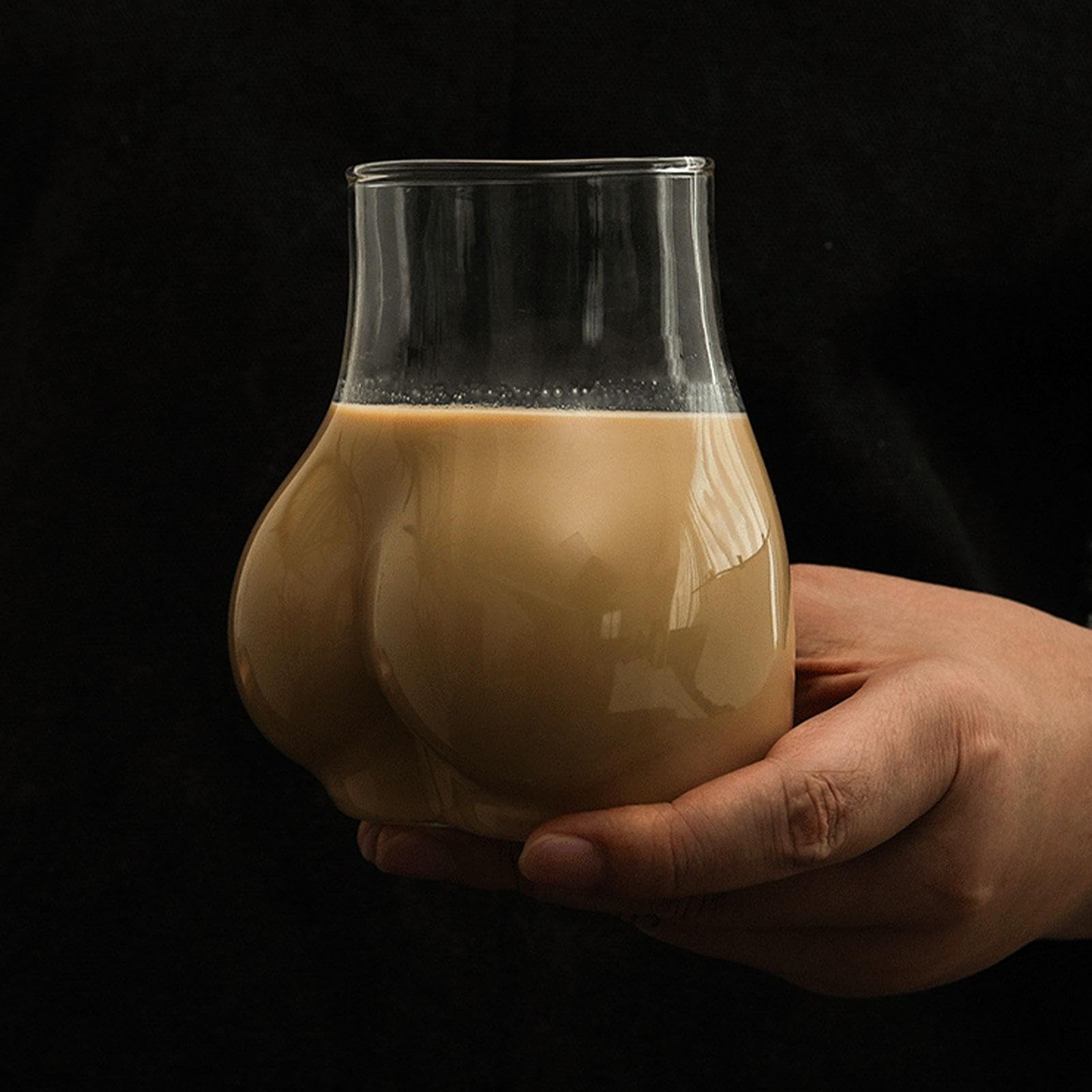 3D Butt Shaped Borosilicate Glass Cup - 450ml Novelty Funny Body Shaped Mug for Beer, Cocktail, Juice, Tea & Coffee | Creative Whiskey Glass | Perfect for Parties, Gag Gifts & Home Bar Decor