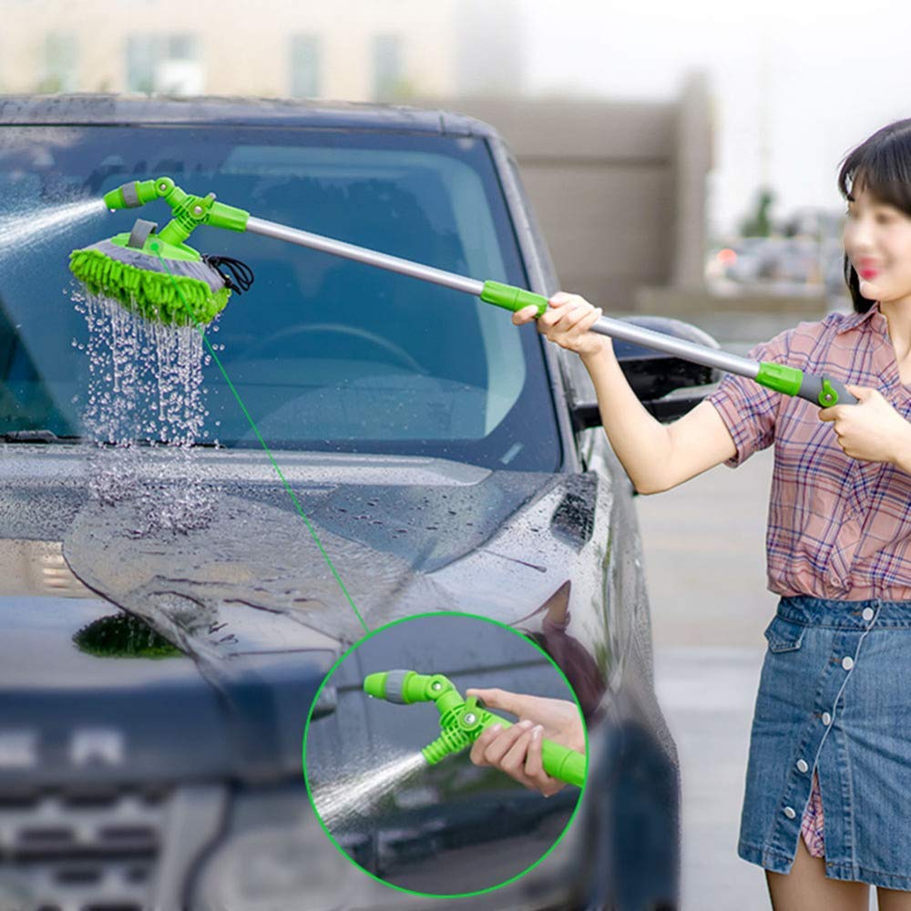 Premium Car Wash Mop with Superfine Fiber Soft Bristles - Telescoping Long Handle (75cm-112cm) - Water Fed Wash Brush for Cars, Windows & Home Cleaning - Ideal for Vehicle Detailing, Window Washing & Exterior Maintenance