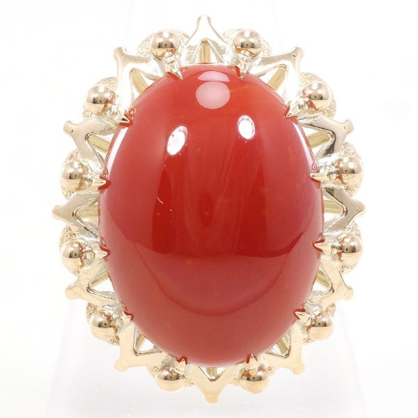 18K Yellow Gold Coral Ring for Women - Elegant Handmade Jewelry Gift for Birthday, Anniversary & Special Occasions