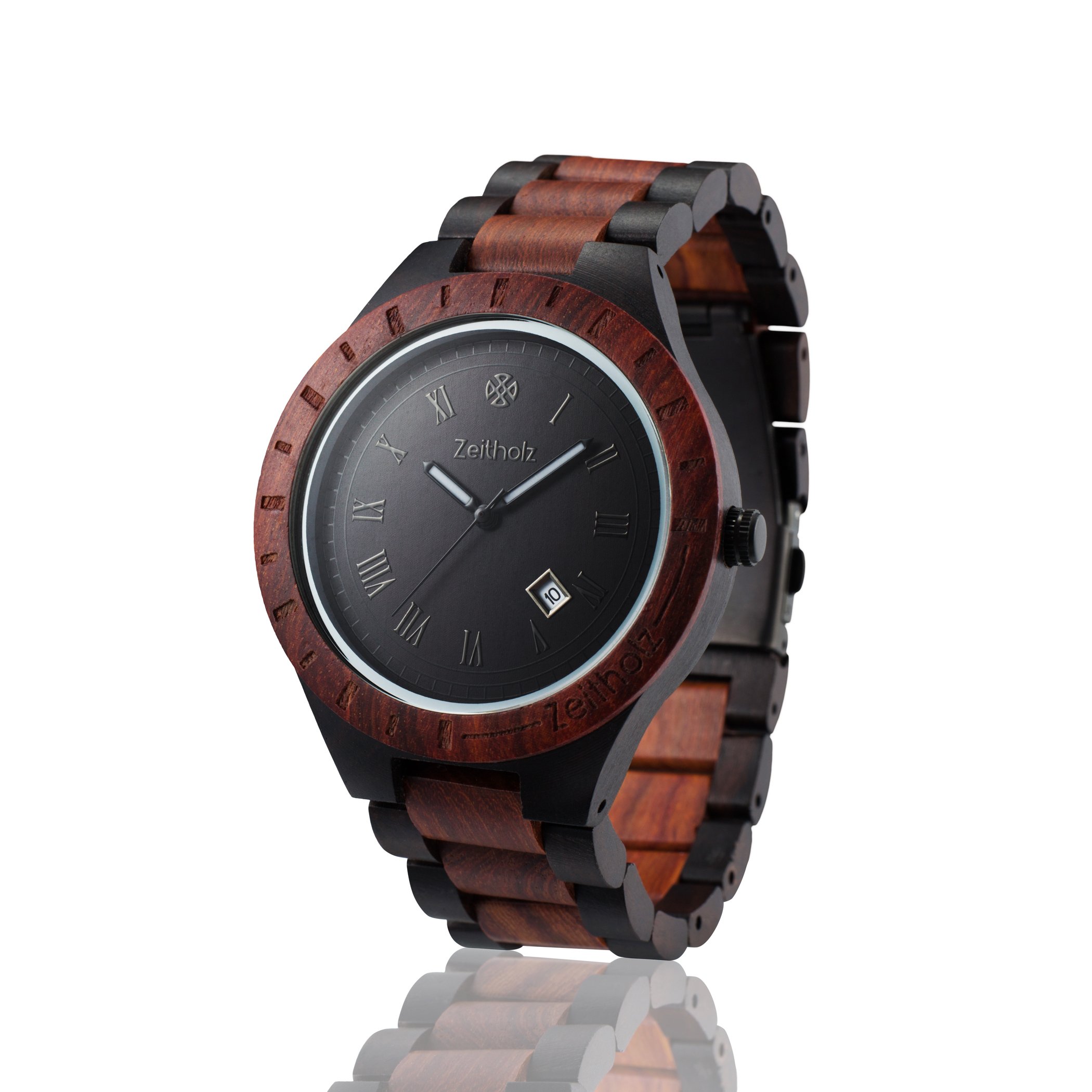 Zeitholz Men's Wooden Watch - Zittau Model Lightweight Analog Wood Grain Wristwatch with Adjustable Band for Everyday Wear & Gifts