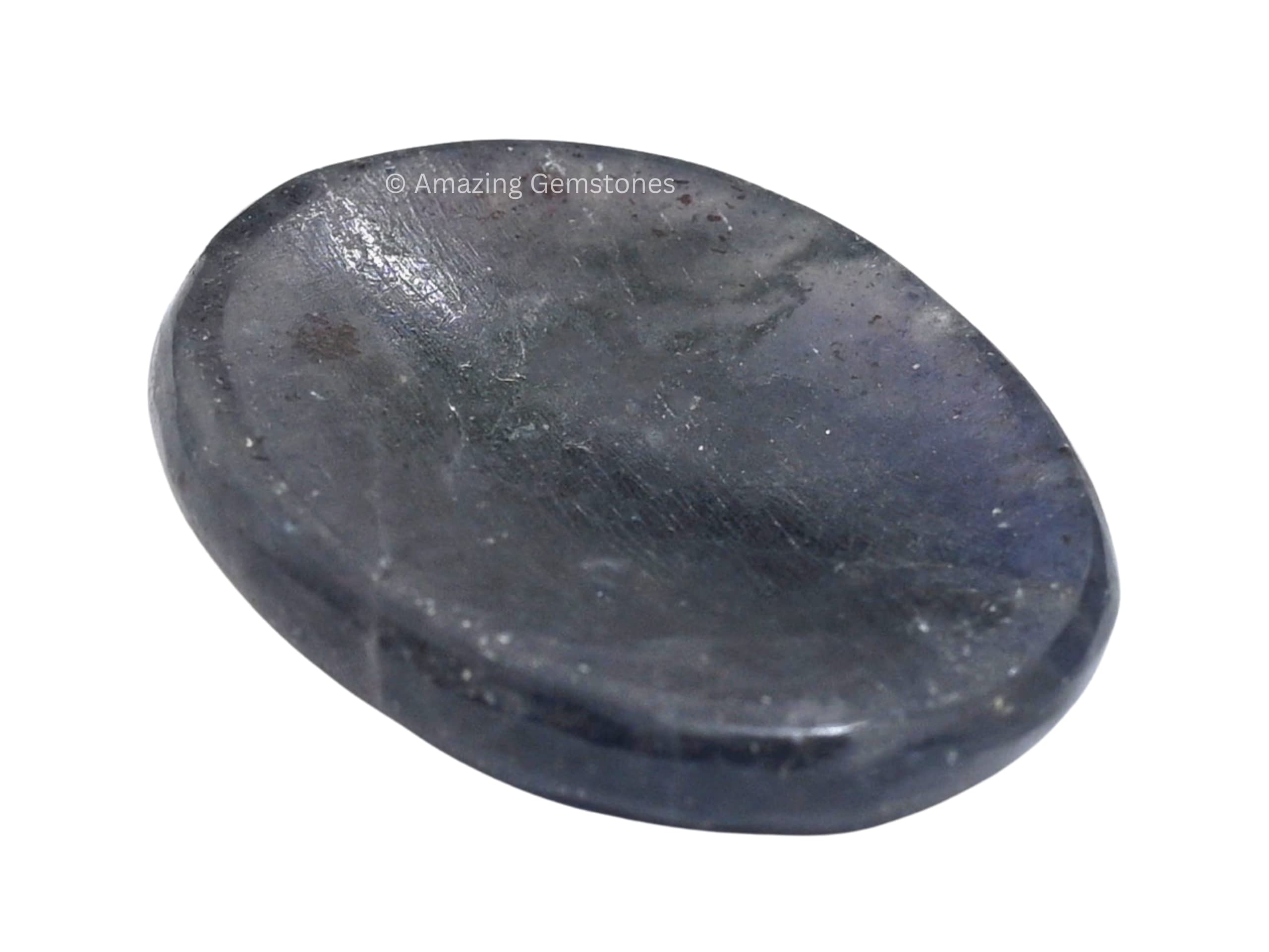 Natural Iolite Worry Stone - Healing Crystal for Stress Relief & Anxiety - Smooth Meditation Stone for Calming & Relaxation - Perfect Gift for Women & Men (Birthday, Stocking Stuffer) - Use for Meditation, Yoga, Office Stress Relief & Mindfulness Practice