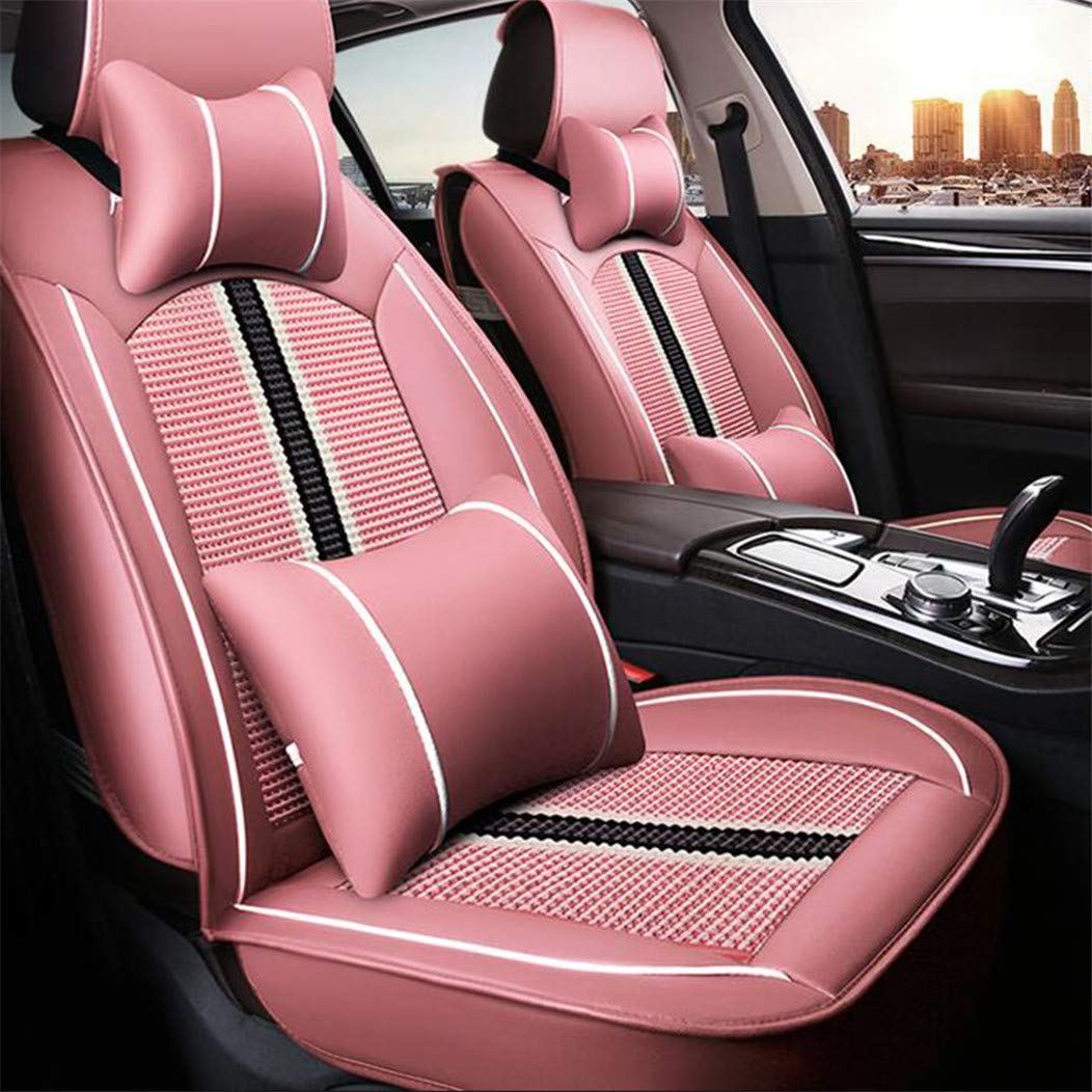 SureMart Traverse Front Leatherette Car Seat Covers - Airbag Compatible, 2Pcs Pink - Perfect for Family Road Trips and Daily Commutes