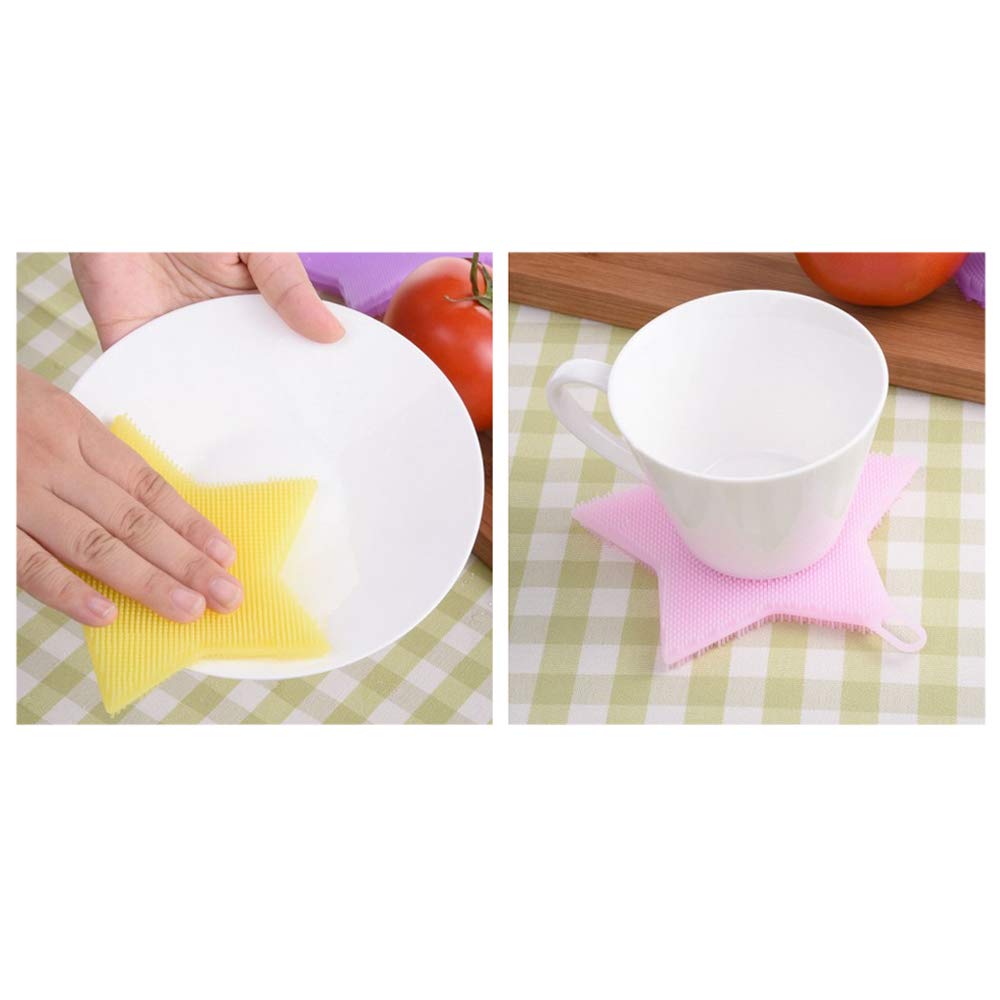 3 Pack Silicone Dish Sponges - Reusable Kitchen Scrubber Brush Set for Non-Stick Pans, Pots & Dishes - Eco-Friendly Cleaning Gadgets for Sink, Countertops & Cookware