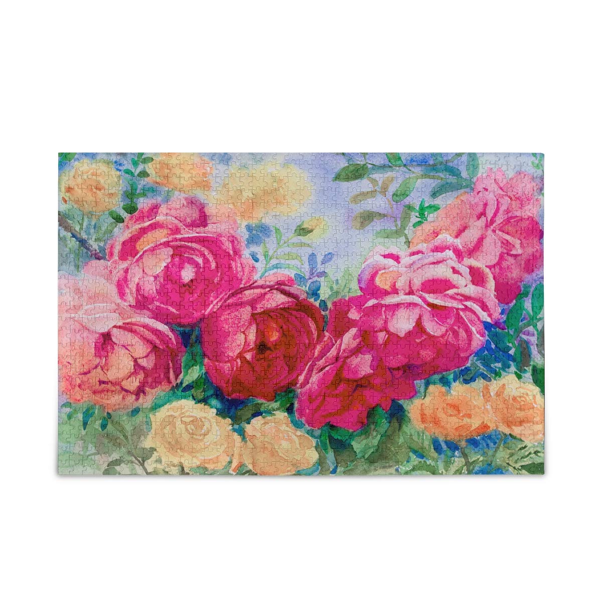 500-Piece Jigsaw Puzzle for Adults - Watercolor Flower Landscape with Roses, Challenging Wooden Puzzle Game for Family Fun, Includes Storage Bag | Perfect for Stress Relief, Home Decor & Family Bonding Activities